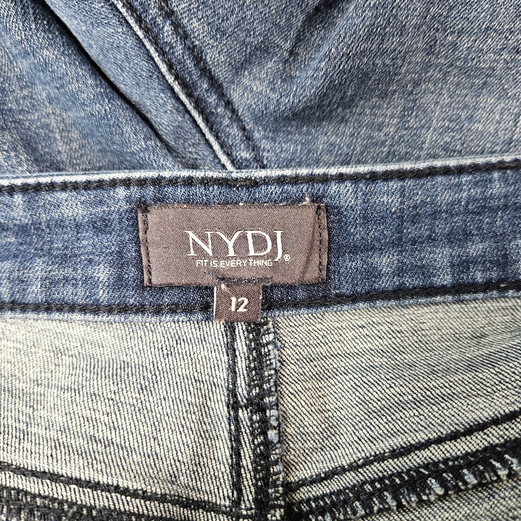 NYDJ NYDJ Womens Ankle Jeans 12 Blue High Rise Distressed Cotton Blend Denim Shirt? Size 34" / US 12 / IT 48 - 7 Thumbnail
