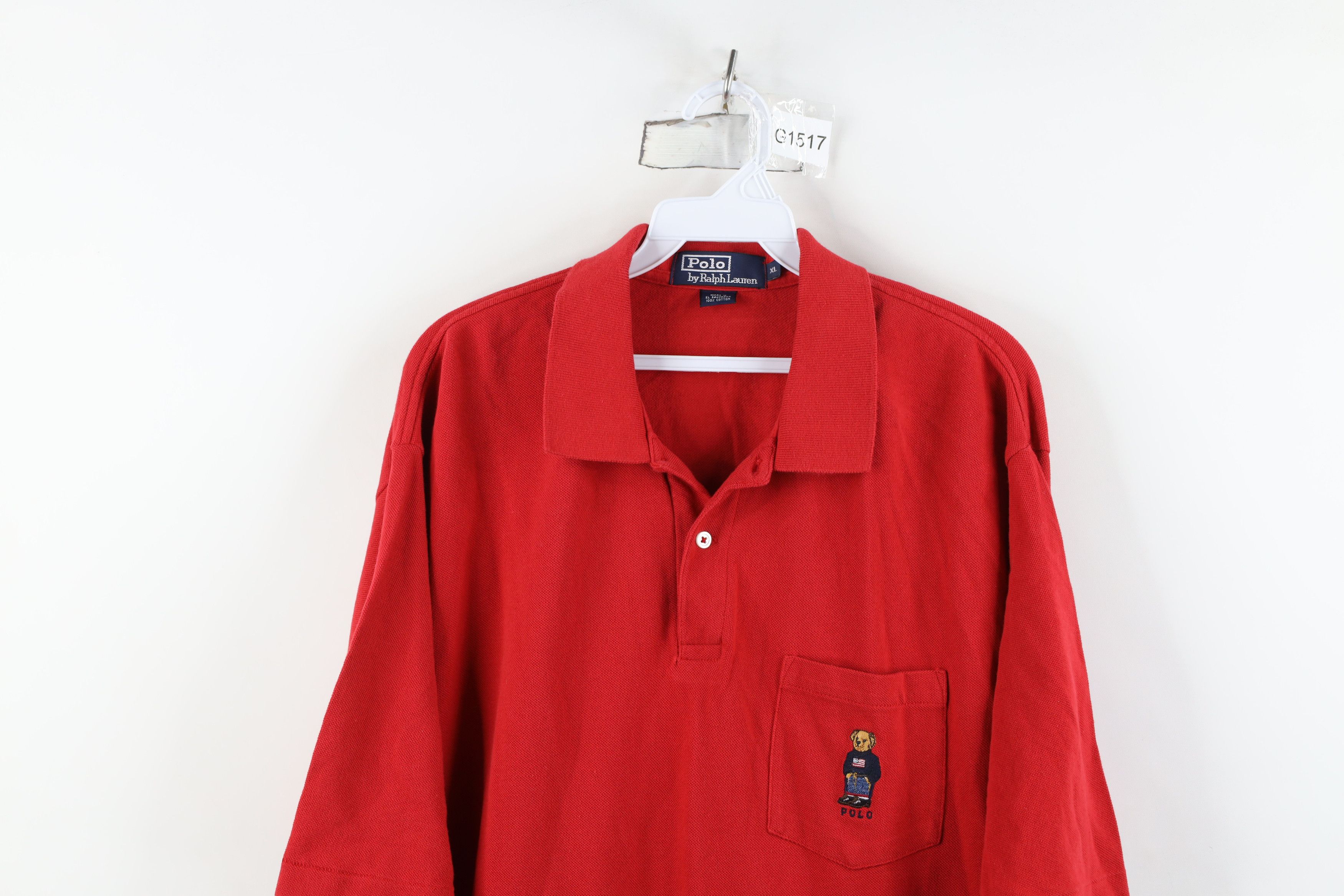 Ralph Lauren Vintage 90s Ralph Lauren Bear Collared Polo Shirt Red Cotton Size US XL / EU 56 / 4 - 2 Thumbnail