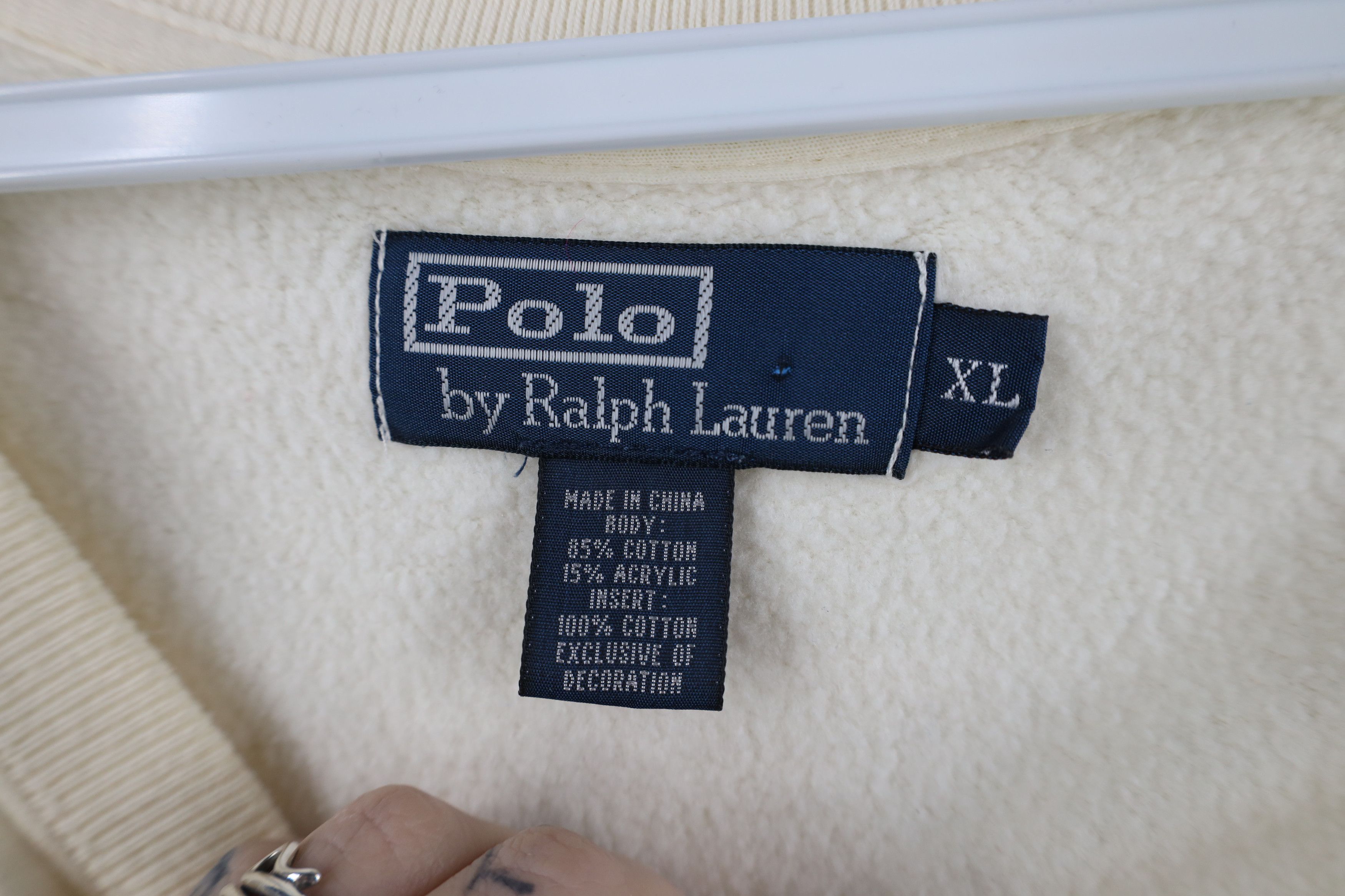 Ralph Lauren Vintage 90s Ralph Lauren Commando Military Sweatshirt Cream Size US XL / EU 56 / 4 - 6 Thumbnail