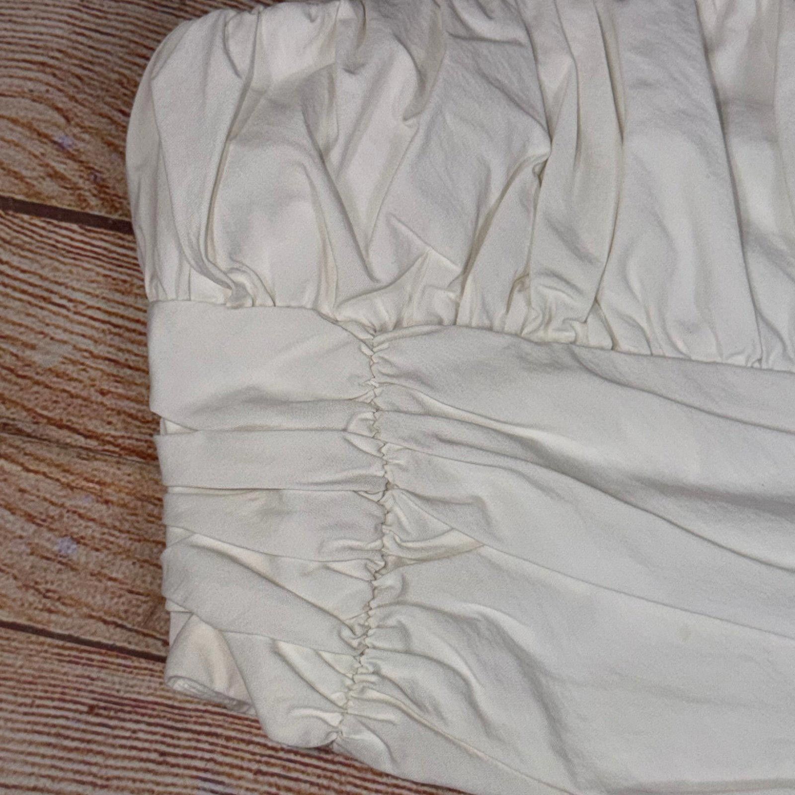 Zara Zara XS White Ruched Tube Top Size XS / US 0-2 / IT 36-38 - 2 Thumbnail