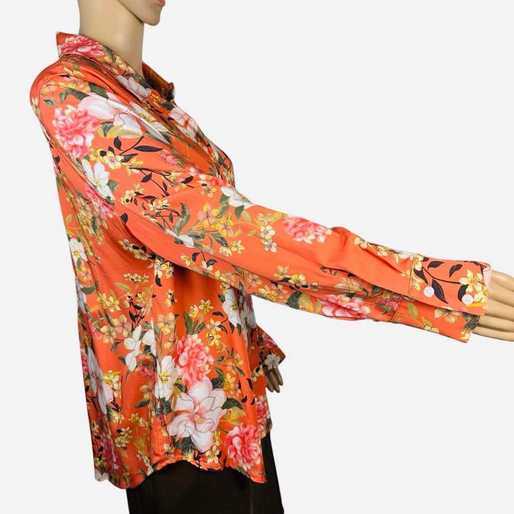 Chicos NWT New Chico's Sandwashed Satin Floral Print Shirt Size 2 Size L / US 10 / IT 46 - 4 Thumbnail