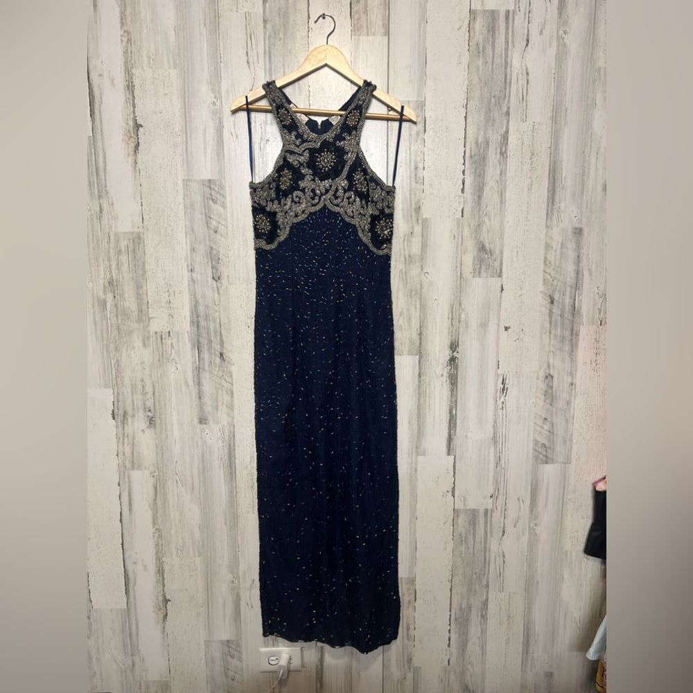 Other Navy Blue Beaded Embellished Maxi Dress Formal Evening Gown Size M / US 6-8 / IT 42-44 - 1 Thumbnail