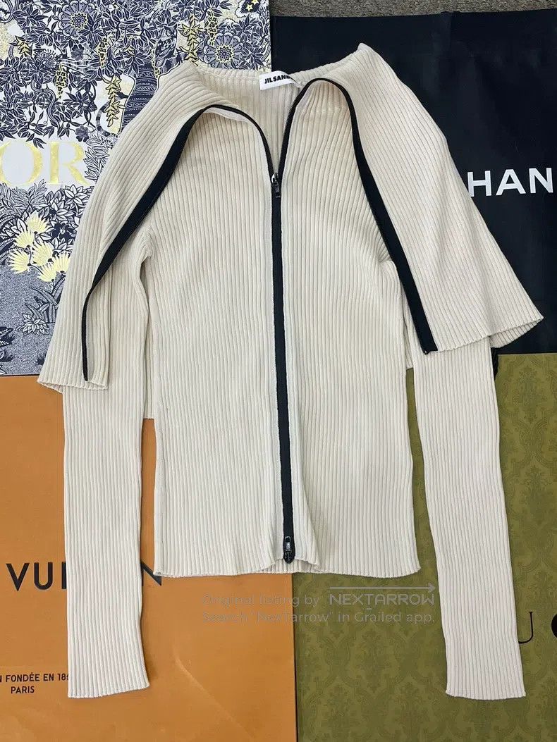 Jil Sander Jil Sander size 34 White Showpiece Shawl Collar Knit Cardig Size M / US 6-8 / IT 42-44 - 1 Thumbnail