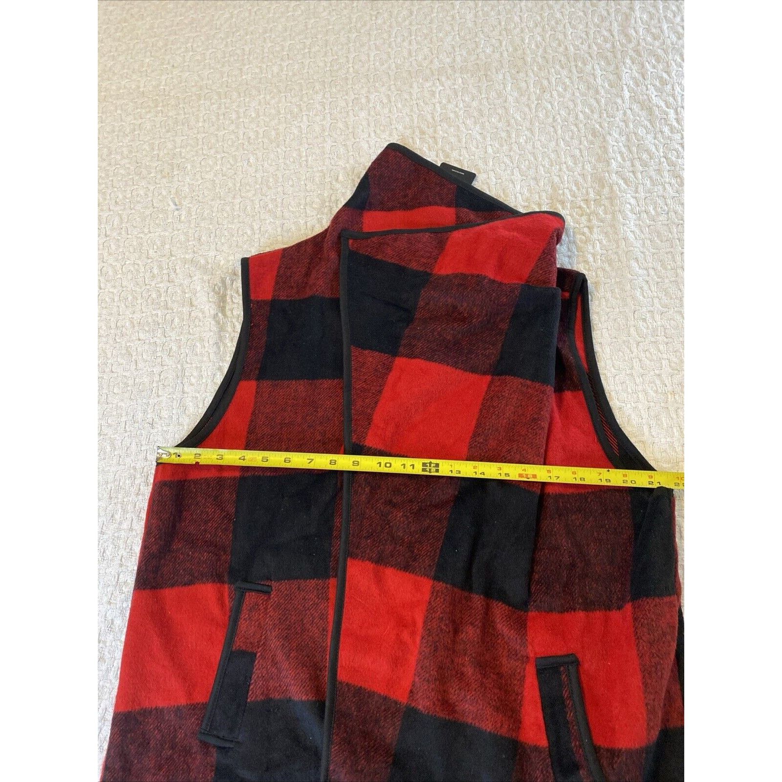(di)vision Yacun Women Red Buffalo Plaid Sleeveless Cardigan Vest 2XL Size XXL / US 16-18 / IT 52-54 - 4 Thumbnail