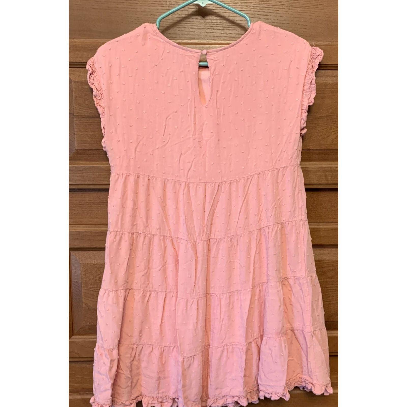 Vintage Emory Park Dress Shift XXS Pink Short Sleeve Lined Round Neck Ruffle Textured 664 Women Size XXS / US 00 / IT 34 - 3 Thumbnail