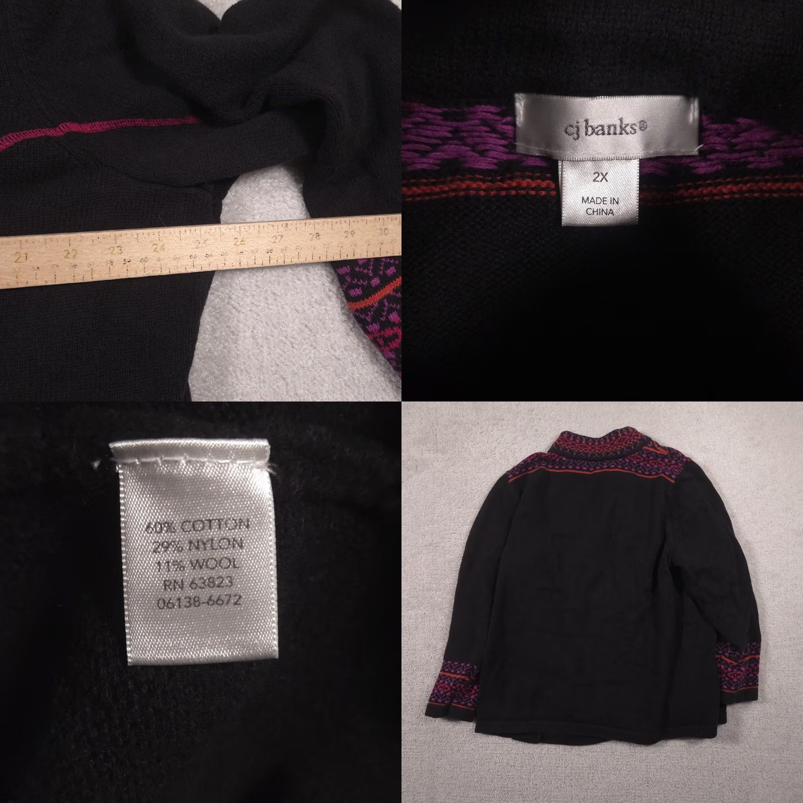 Vintage VINTAGE CJ Banks Sweater Womens 2X Black Mock Neck 1/4 Zip Fair Isle Ski Knit Pullover Size XXL / US 16-18 / IT 52-54 - 8 Thumbnail