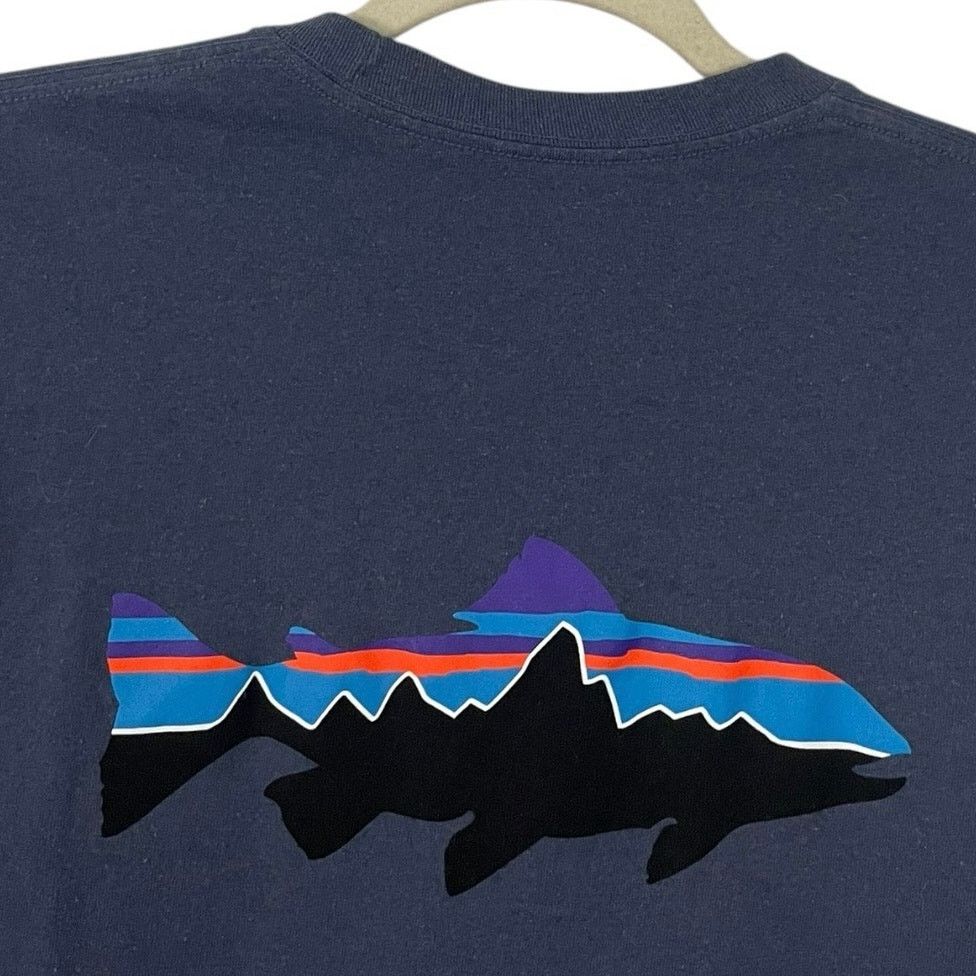 Patagonia Patagonia Mens Navy Blue Fish Graphic Long Sleeve Tee Size US XS / EU 42 / 0 - 5 Thumbnail