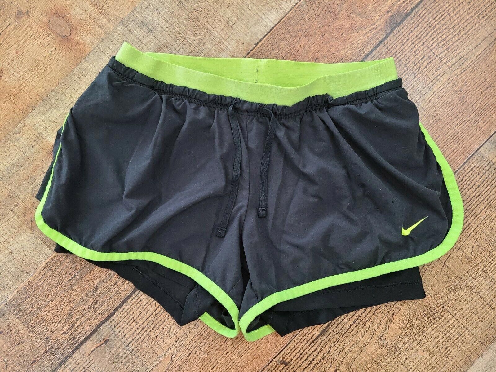 Nike Nike Dri Fit Shorts Small Black Green Layered running Size 28" / US 6 / IT 42 - 1 Thumbnail