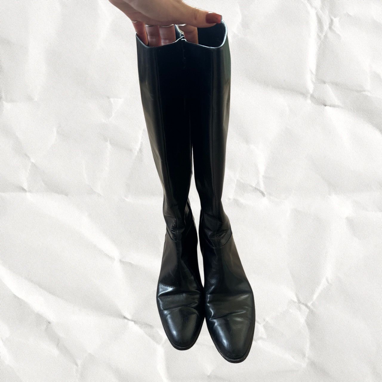 Salvatore Ferragamo × Vintage VINTAGE Salvatore Knee High Black Leather Riding Boots Size US 10.5 / IT 40.5 - 3 Thumbnail