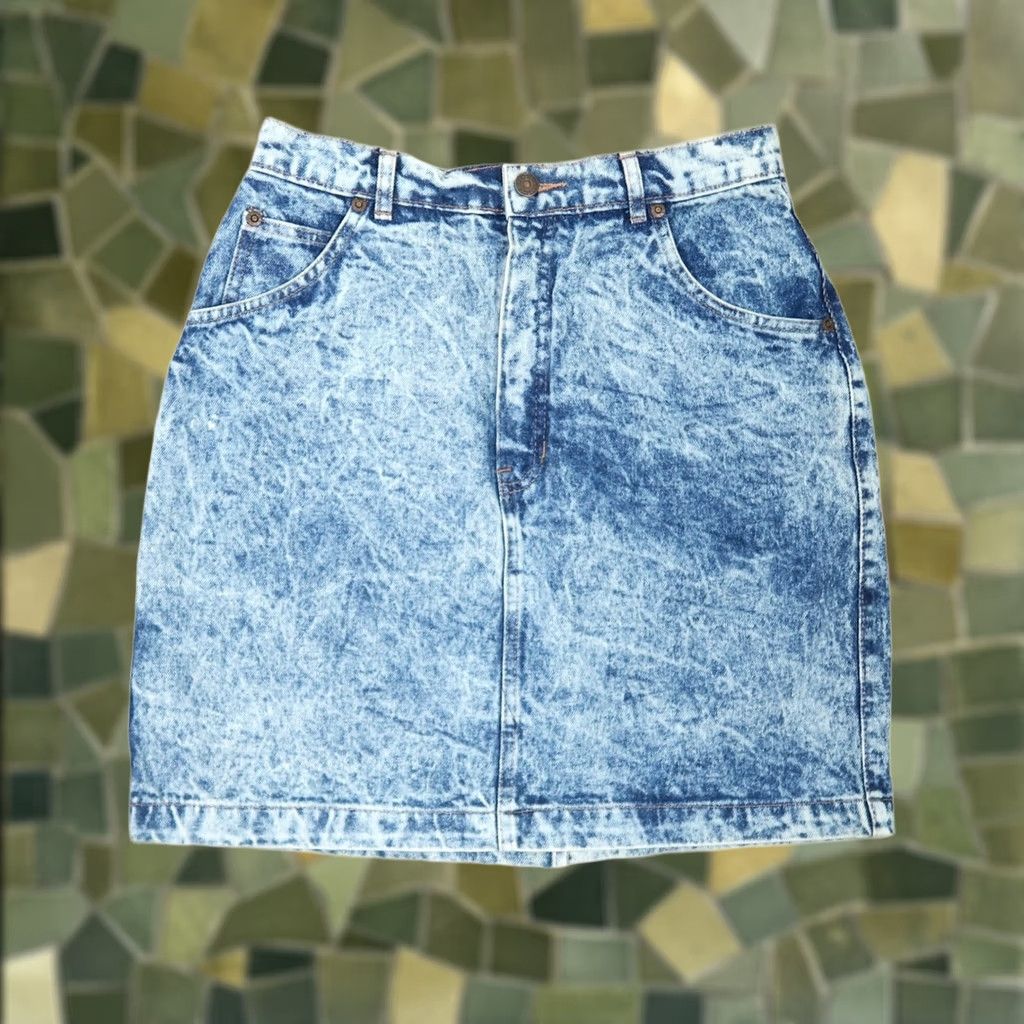 Gap VINTAGE Gap Denim Skirt Mini 90s 28" high-waisted Light Blue Cotton Womens M Short 1990s 80s Spring Summer Fall Skirt Womens Jeans Belted Size 32" / US 10 / IT 46 - 1 Thumbnail
