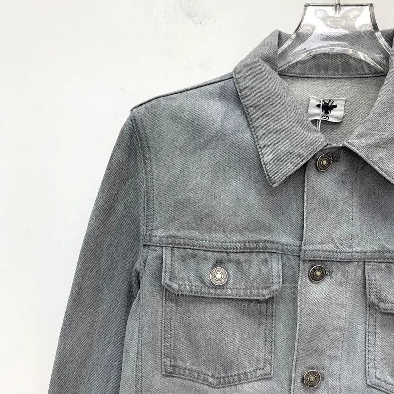 Dior Dior Gray washed old bee embroidery cotton lapel single-br Size XS / US 0-2 / IT 36-38 - 3 Thumbnail