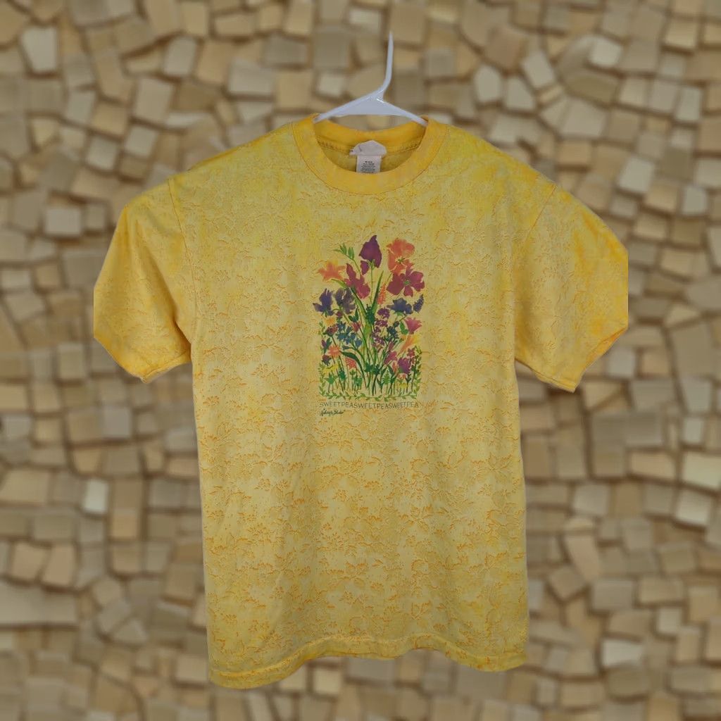 Vintage VINTAGE Nature's Studio Sweet Pea T Shirt Floral Tie Dye All Over AOP 90s Flowers Size US M / EU 48-50 / 2 - 1 Thumbnail