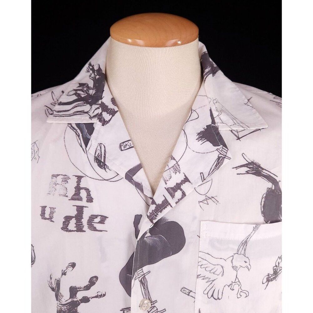 Rhude Rhude Doodle Hawaiian Shirt Size XS White Gray Unisex style Size US XS / EU 42 / 0 - 2 Thumbnail