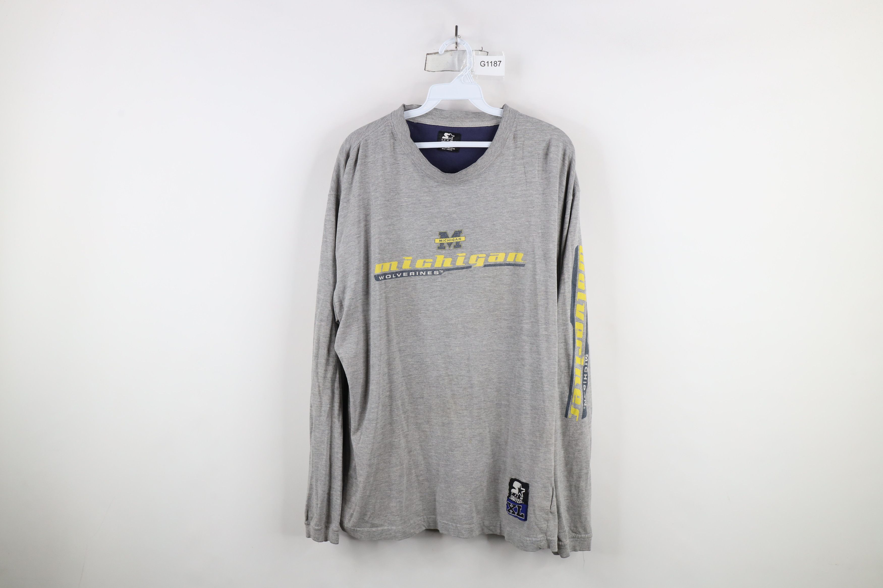 Starter × Vintage Vintage 90s Starter University of Michigan Long T-Shirt Size US XL / EU 56 / 4 - 1 Thumbnail