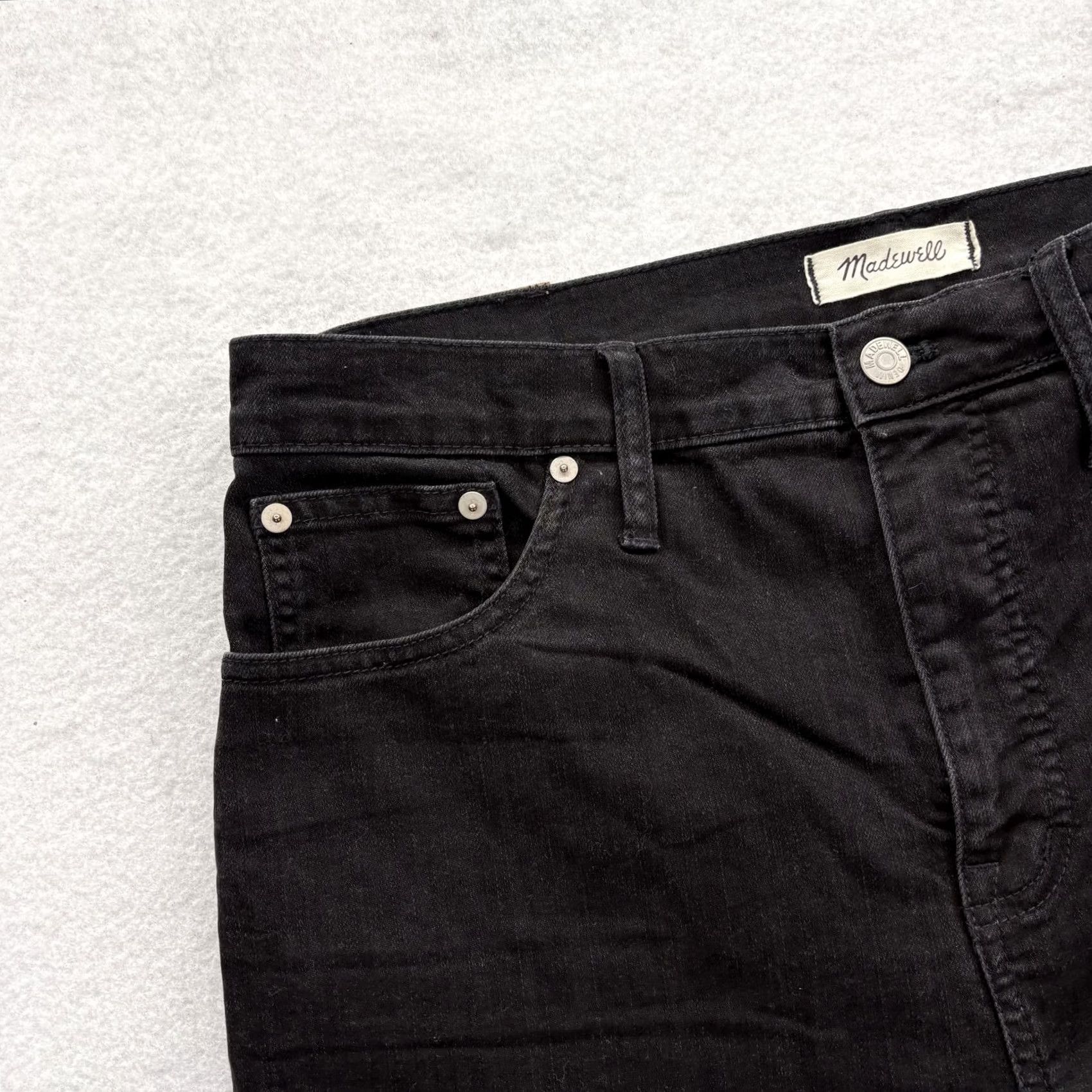 Madewell Madewell Jeans Womens 32 Black Dark Wash High Rise Slim Wide-Leg Crop Denim Pants Size 24" / US 00 / IT 34 - 2 Thumbnail