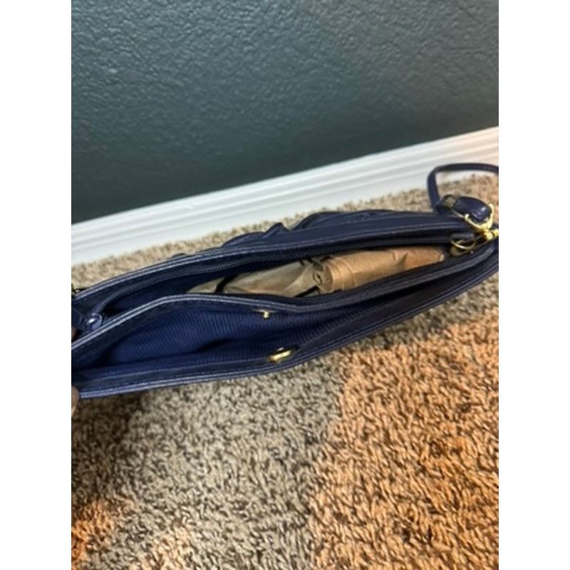 Vintage Vintage Navy Blue Leather Crossbody Clutch Size ONE SIZE - 3 Thumbnail