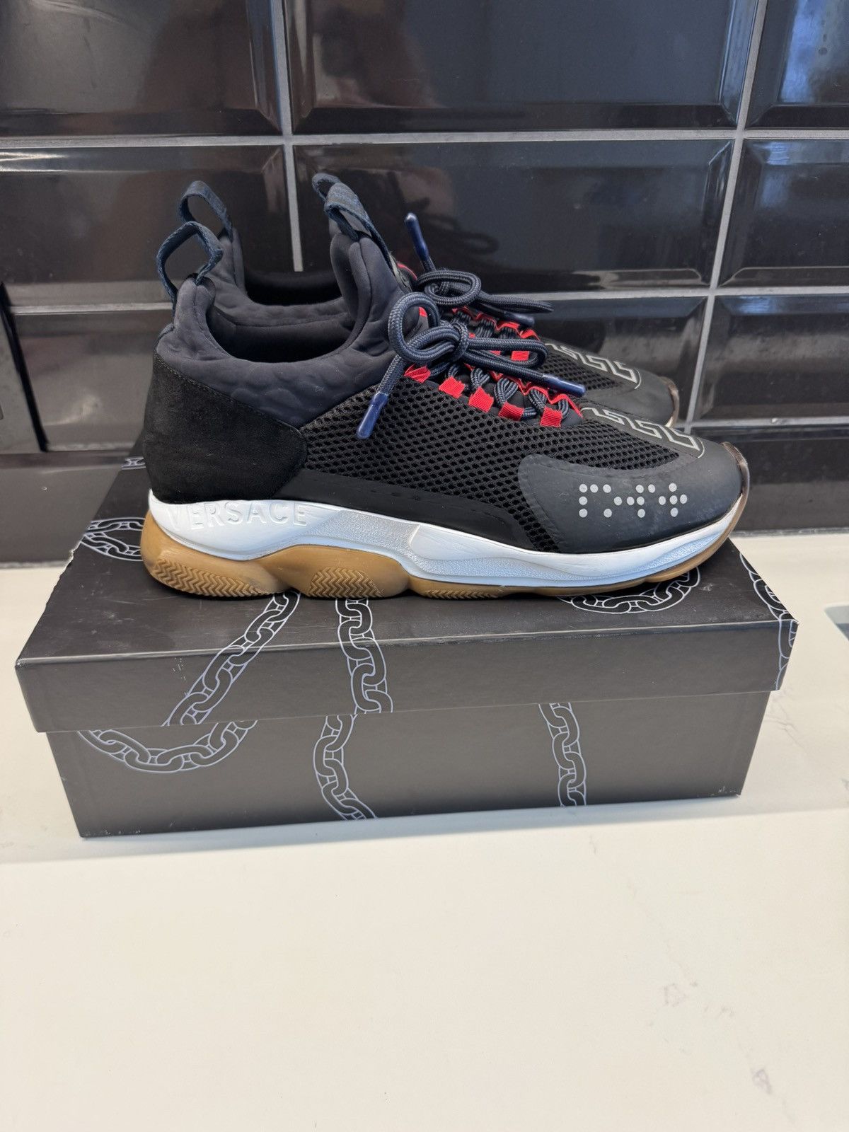 Versace Versace Cross Chainer Sneakers – Black/Red size 13 Size US 13 / EU 46 - 5 Thumbnail