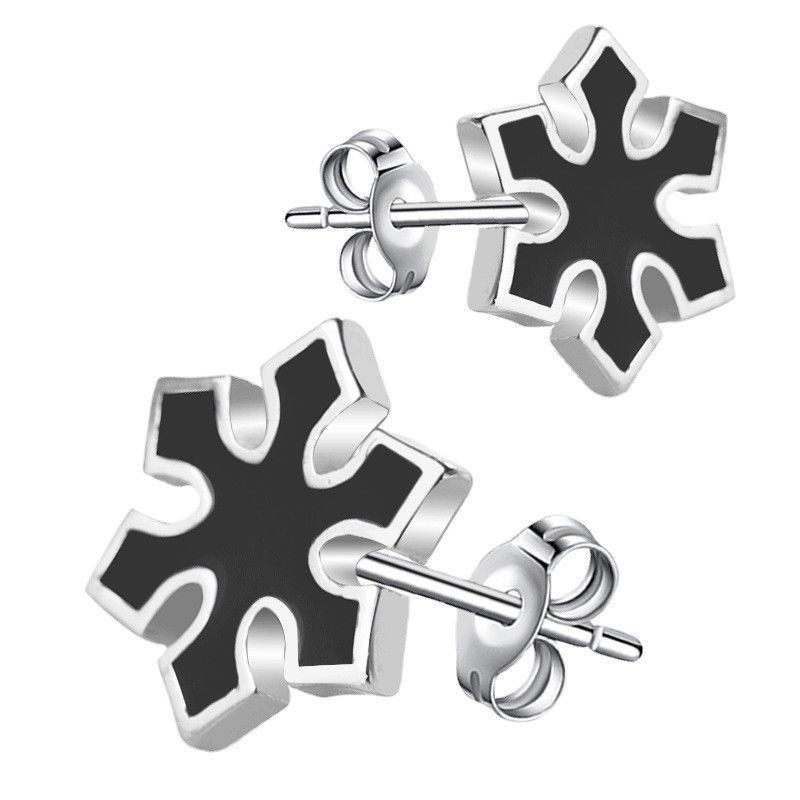 Jewelry Snowflake Modern Earrings One Pairs Chrome Jewelry Size ONE SIZE - 5 Thumbnail