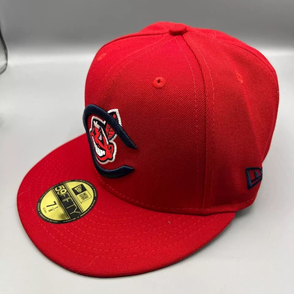 New Era Cleveland Indians Guardians Hat Men 7 1/8 Red Fitted New Size ONE SIZE - 3 Thumbnail