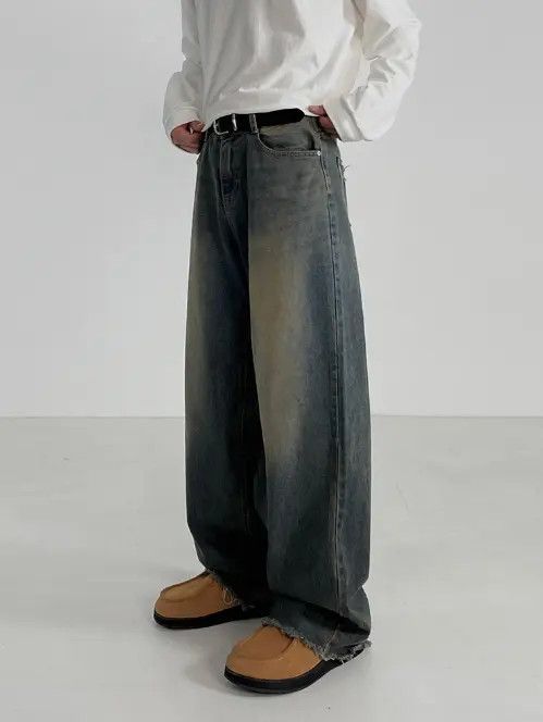 Japanese Brand Pants Men's loose distressed washed jeans y2k Size US 32 / EU 48 - 3 Thumbnail