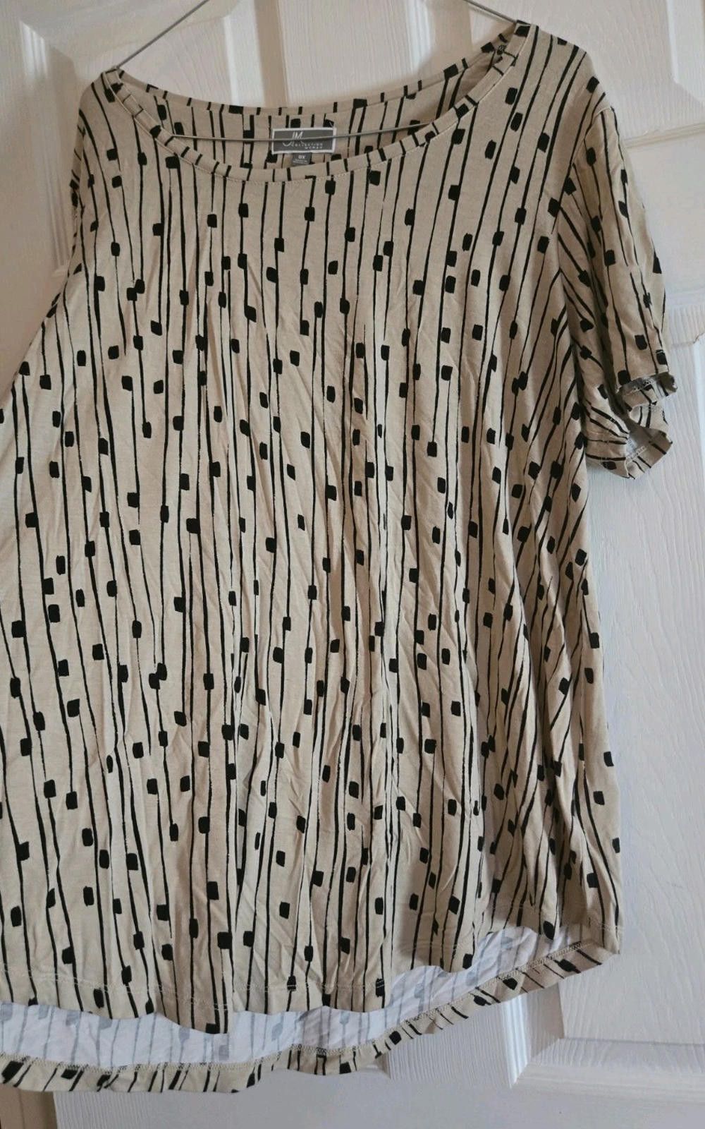 Other JM Collection Woman Top Blouse Size 0X Cream Beige Black Sho Size XL / US 12-14 / IT 48-50 - 3 Thumbnail