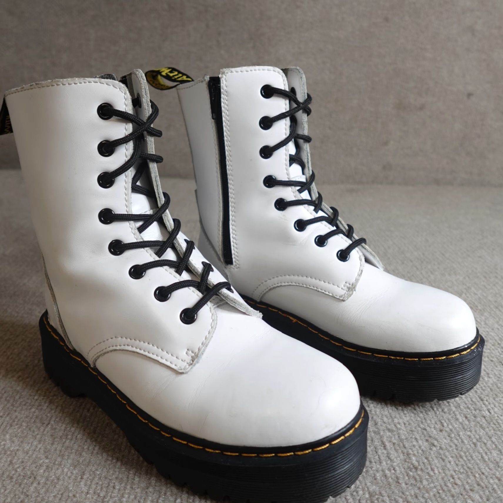 Dr. Martens Dr. Martens Boots Womens 10 White Side Zip 1460 Jadon Platform Made in England Size US 10 / IT 40 - 3 Thumbnail