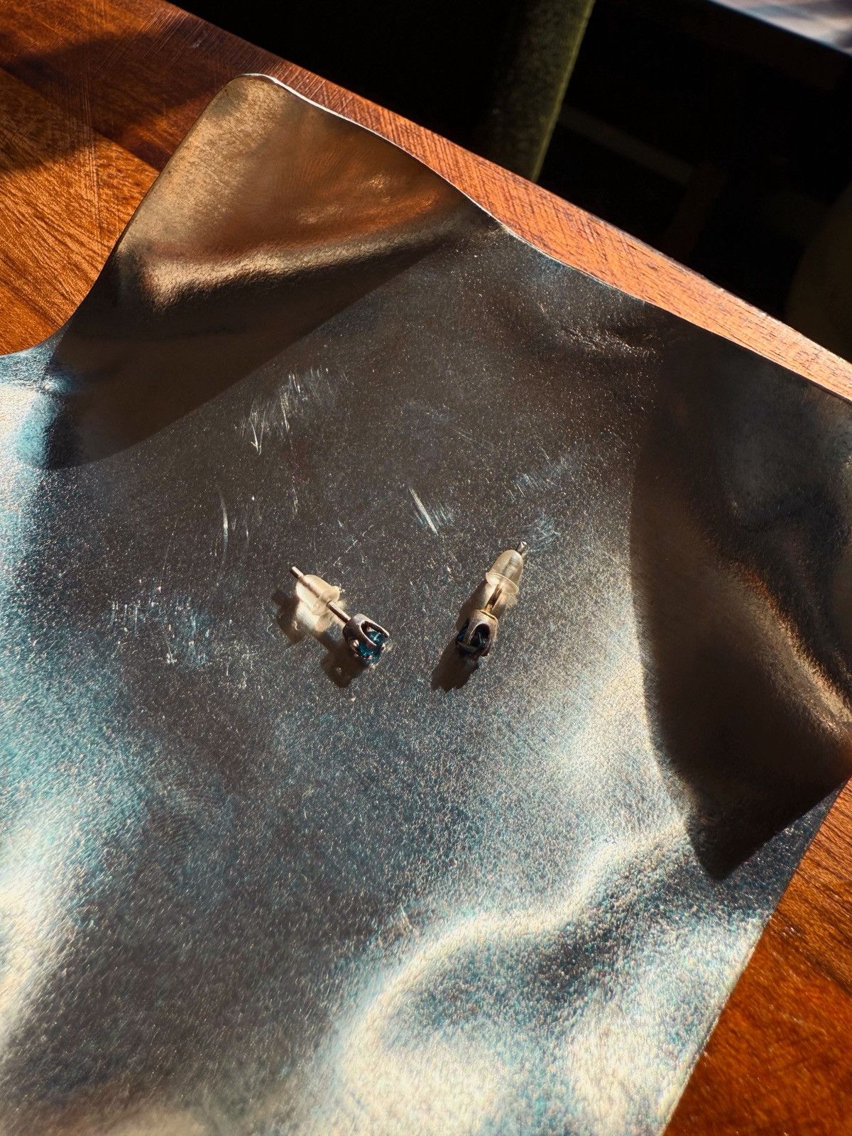 Other Elegant Sterling Silver Blue Stone Stud Earrings – Square Size ONE SIZE - 2 Thumbnail