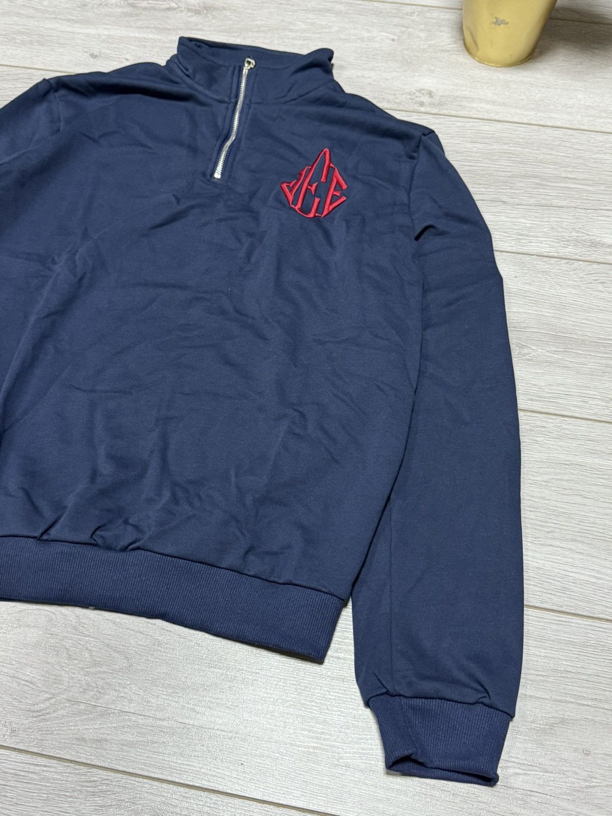 Vintage Jeffrey Epstein USA flag quarter 1/4 zip sweater fun humor Size US L / EU 52-54 / 3 - 4 Thumbnail