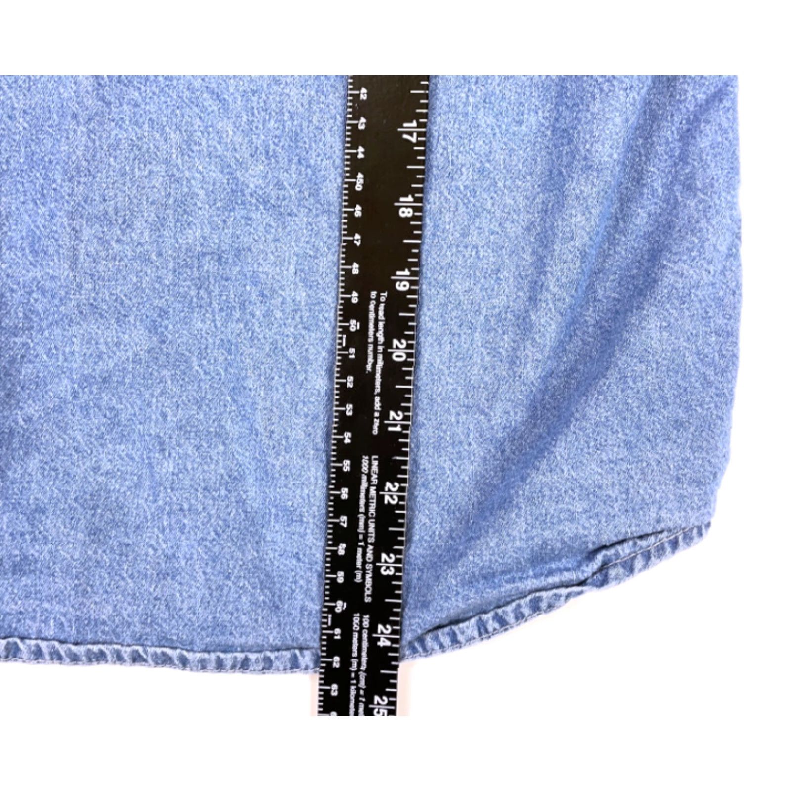 Vintage Harriton Steel Wheels Band Denim Button-Up Shirt Blue Women's Large 90s Hipster Grunge Size L / US 10 / IT 46 - 6 Thumbnail