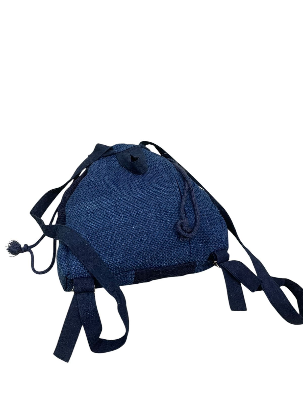 Handmade Indigo Blue Japan Craft Woven Sashiko Backpack Bag 1🟩5 Size ONE SIZE - 14 Thumbnail