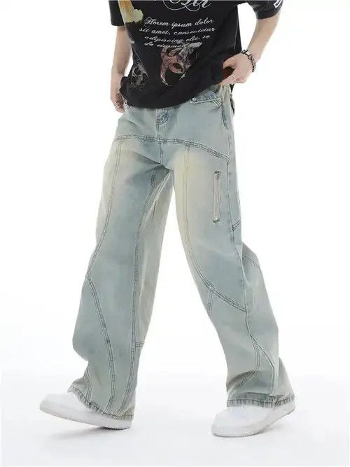 Japanese Brand × Jean Topstitched Seam Baggy Jeans Men Size US 31 - 2 Thumbnail