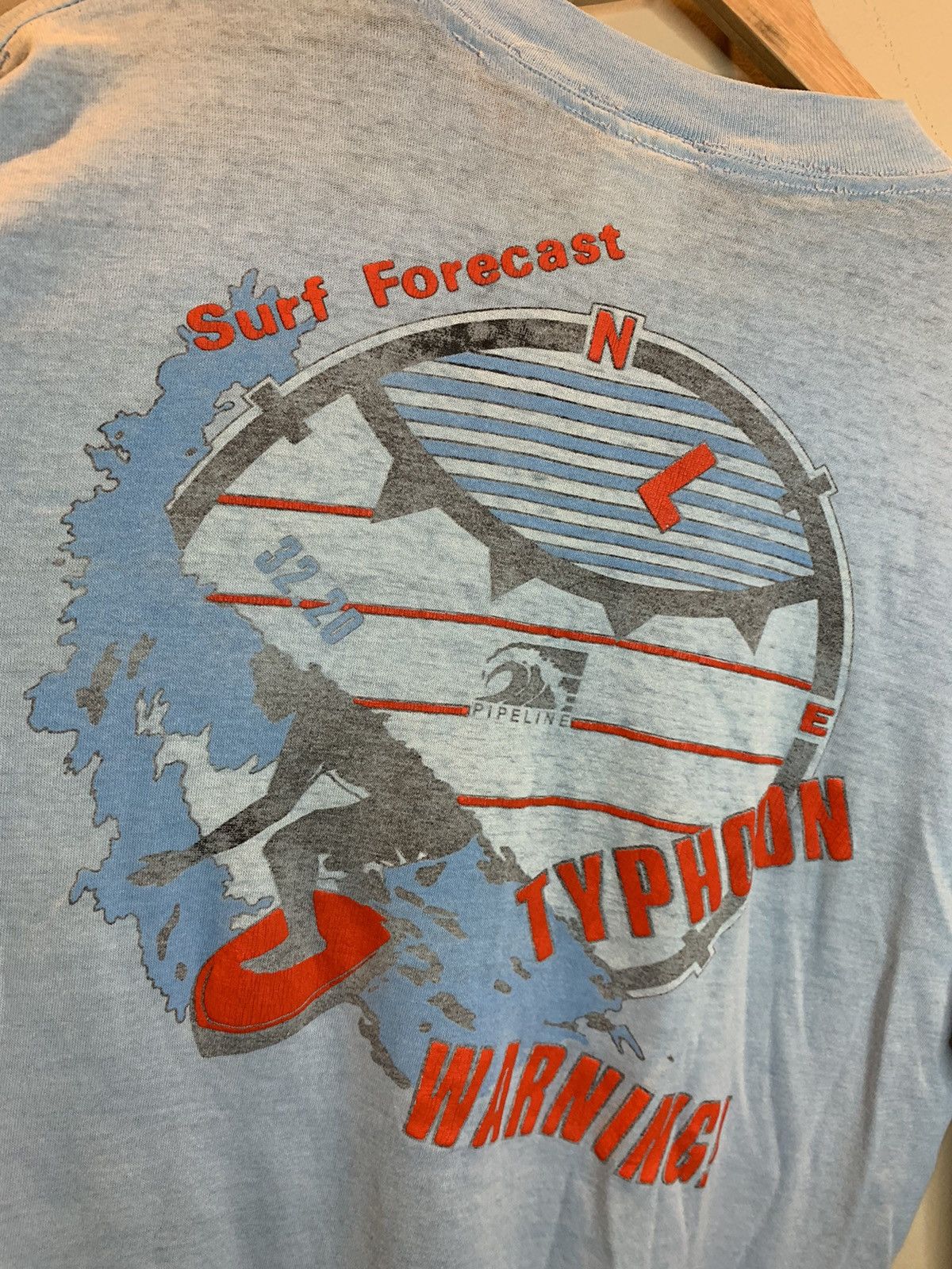 Vintage *RARE* Vintage 70s Pipeline Surf Forecast Typhoon LS T-Shirt Size US L / EU 52-54 / 3 - 3 Thumbnail