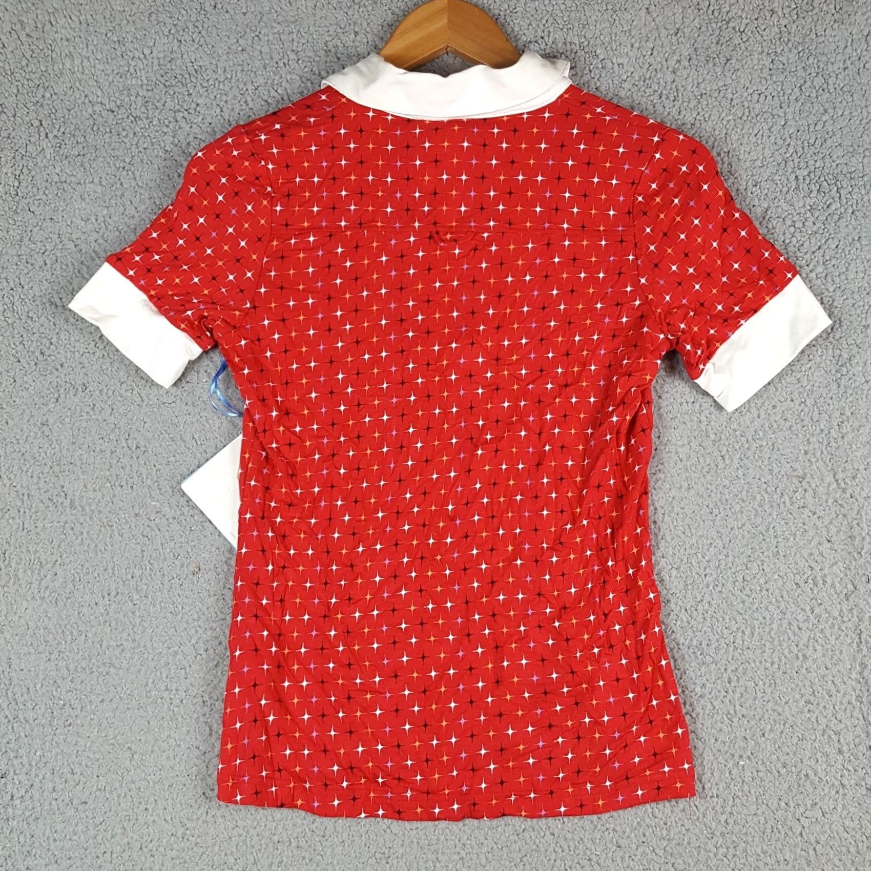 Vintage LIJA Polo Shirt Women's Size S Red Breathable Lightweight Preppy Star Pattern 90s 00s Sports Casual Shirt Size S / US 4 / IT 40 - 4 Thumbnail