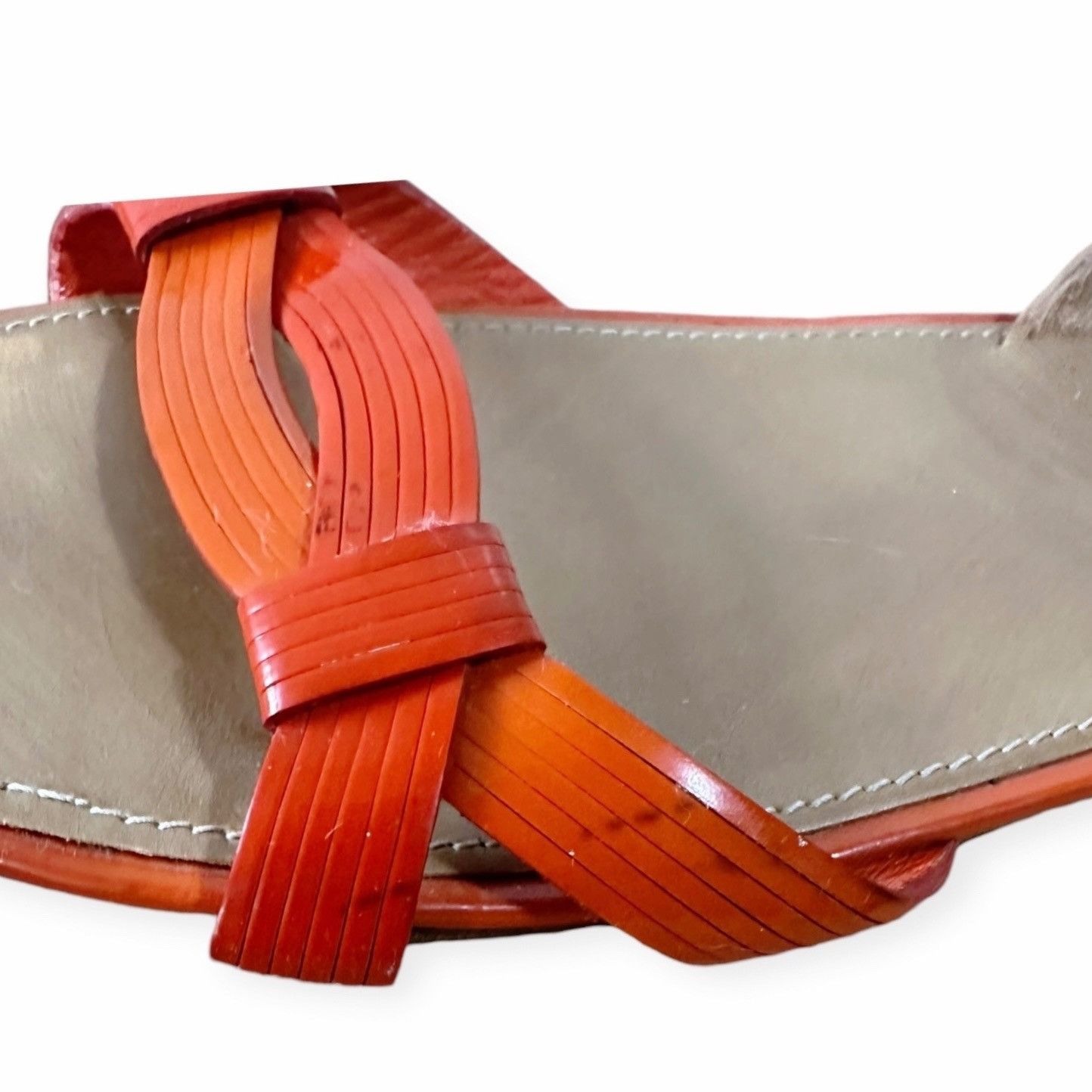 Prada Prada Flat Sling Back Sandal, Orange Patent, Size 38.5 EU Size US 8.5 / IT 38.5 - 14 Thumbnail