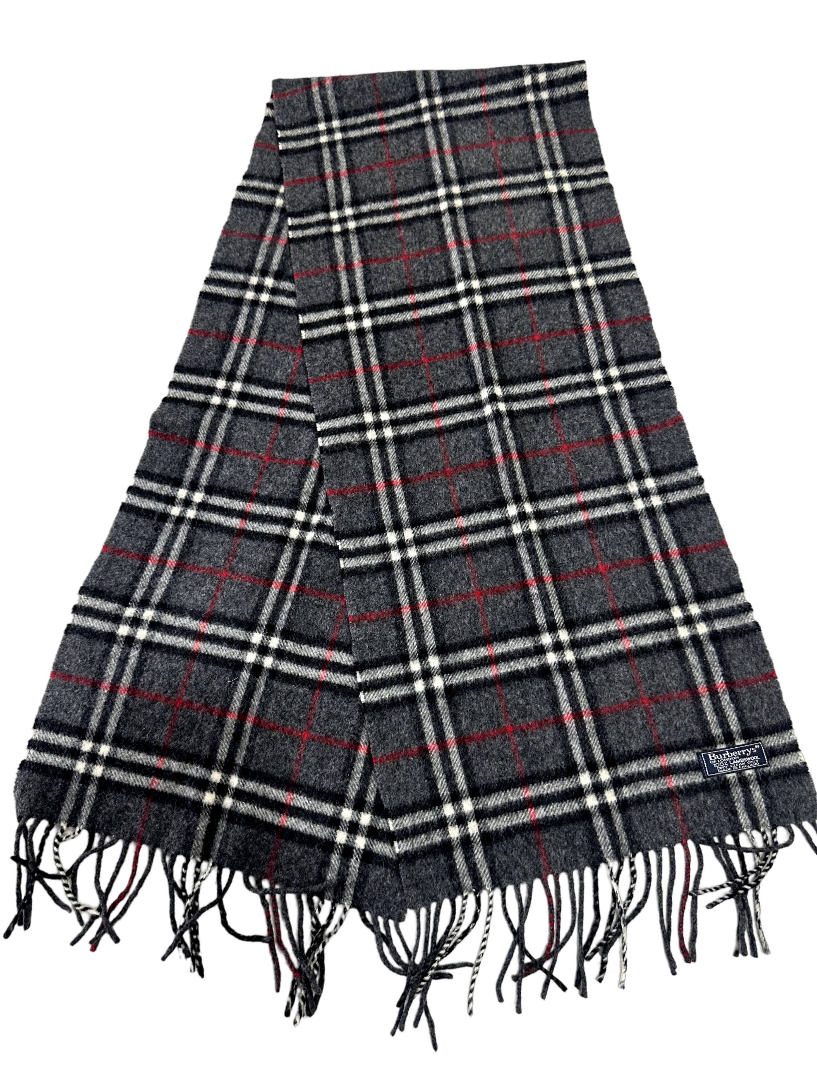 Burberry Burberrys Classic Check Grey 100% Lambswool Unisex Scarf Size ONE SIZE - 1 Thumbnail