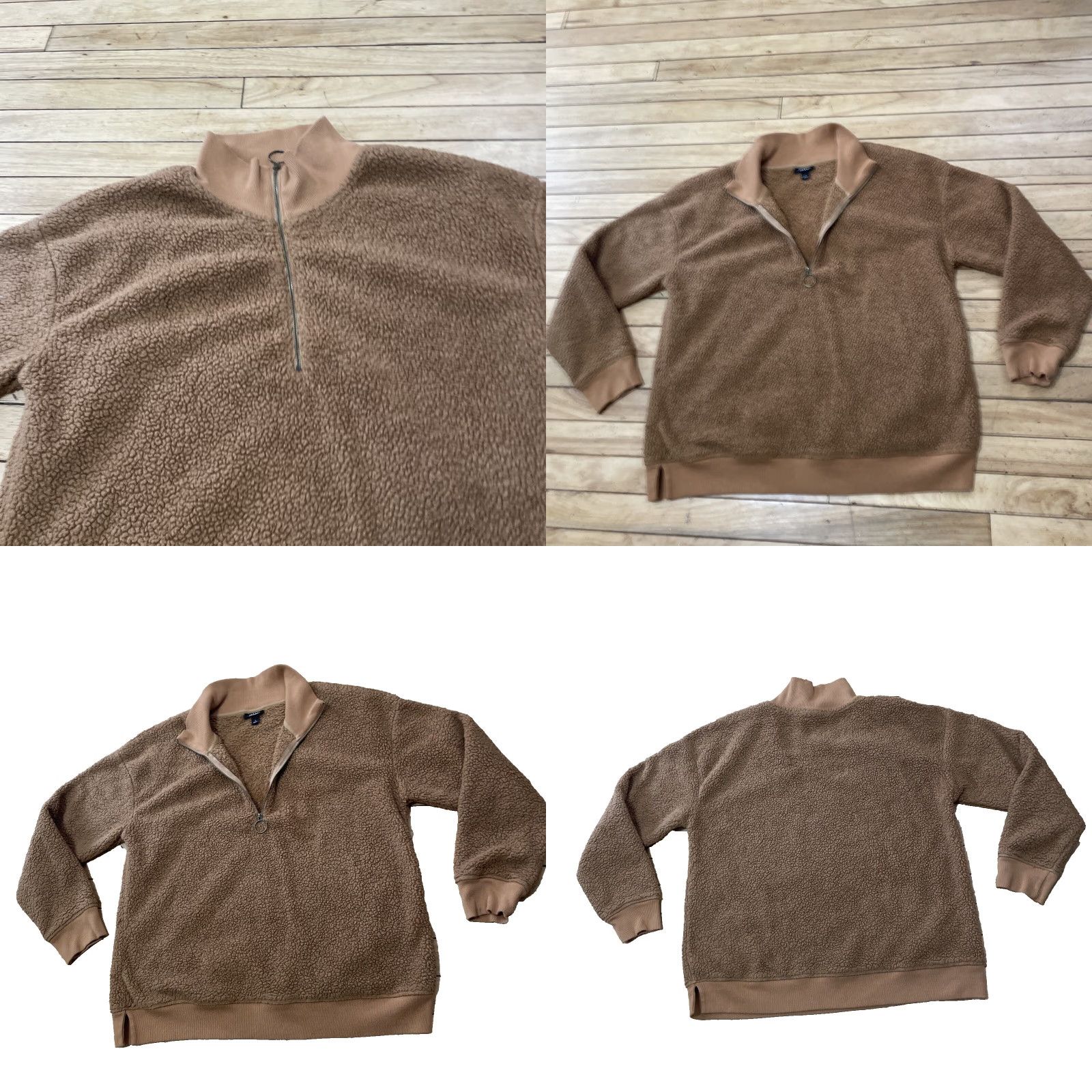 Vintage A.N.A. A New Approach Sherpa Fleece Sweater Women L 1/4 Zip Tan Western Deep Pile Casual Wear PullOver Brown Mock Neck Zipper Long Sleeve Size L / US 10 / IT 46 - 10 Thumbnail