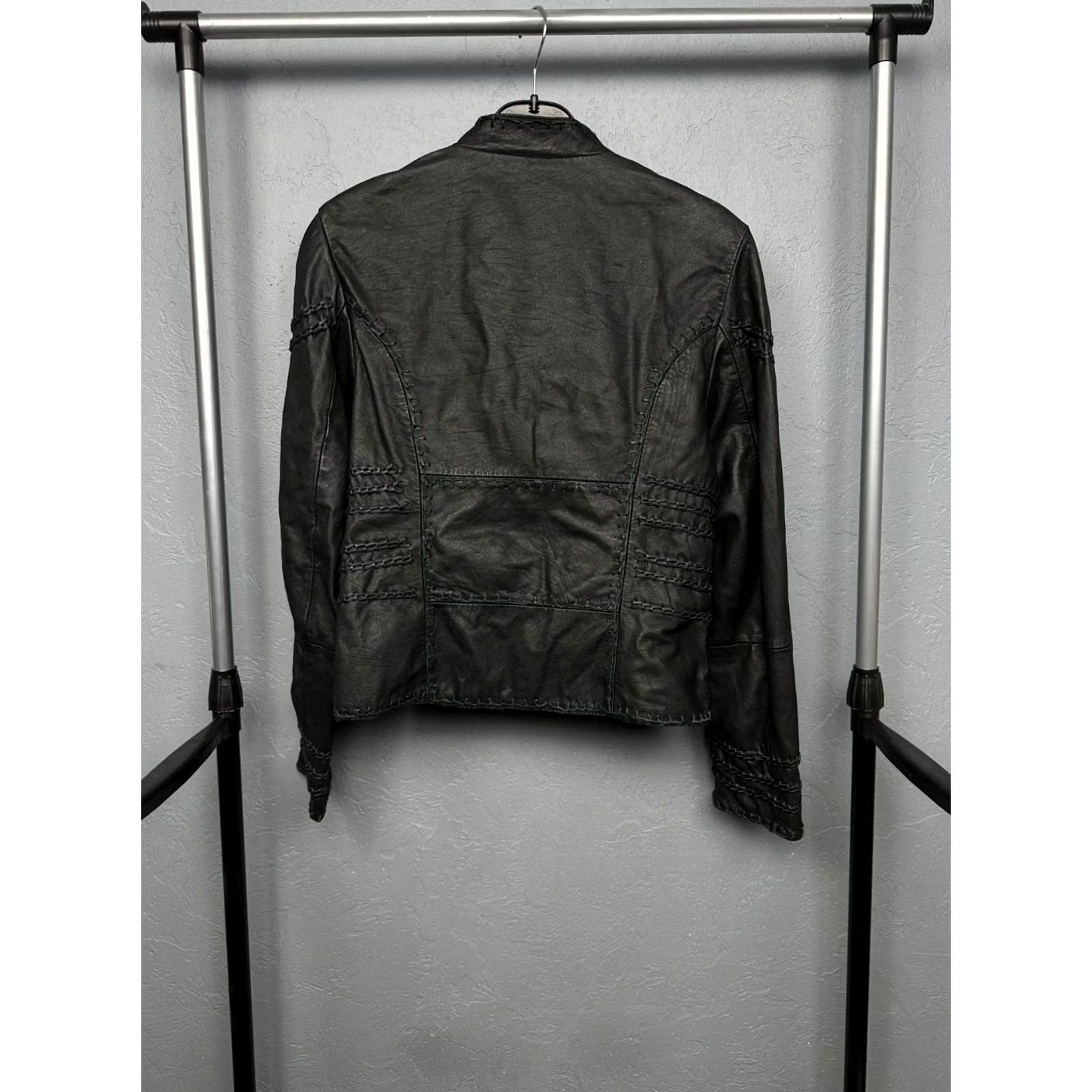 Topshop Kate Moss Topshop Patchwork Black Leather Jacket Size UK 14 (L) Womens Jacket Black Leather Motorcycle Patchwork Zipper Topshop Size L / US 10 / IT 46 - 8 Thumbnail