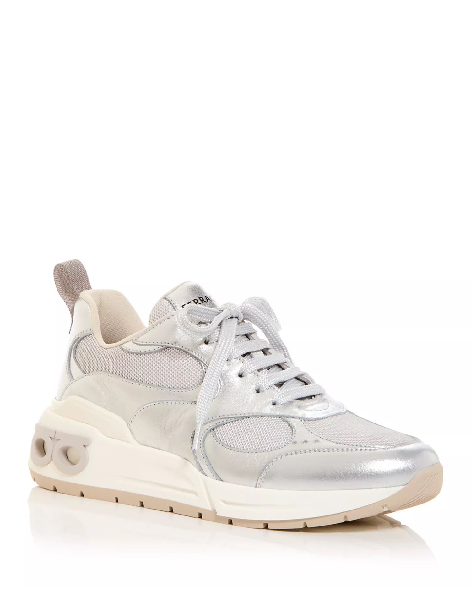 Salvatore Ferragamo o1y0426 Low-Top Sneakers in Silver Size US 7.5 / IT 37.5 - 2 Thumbnail