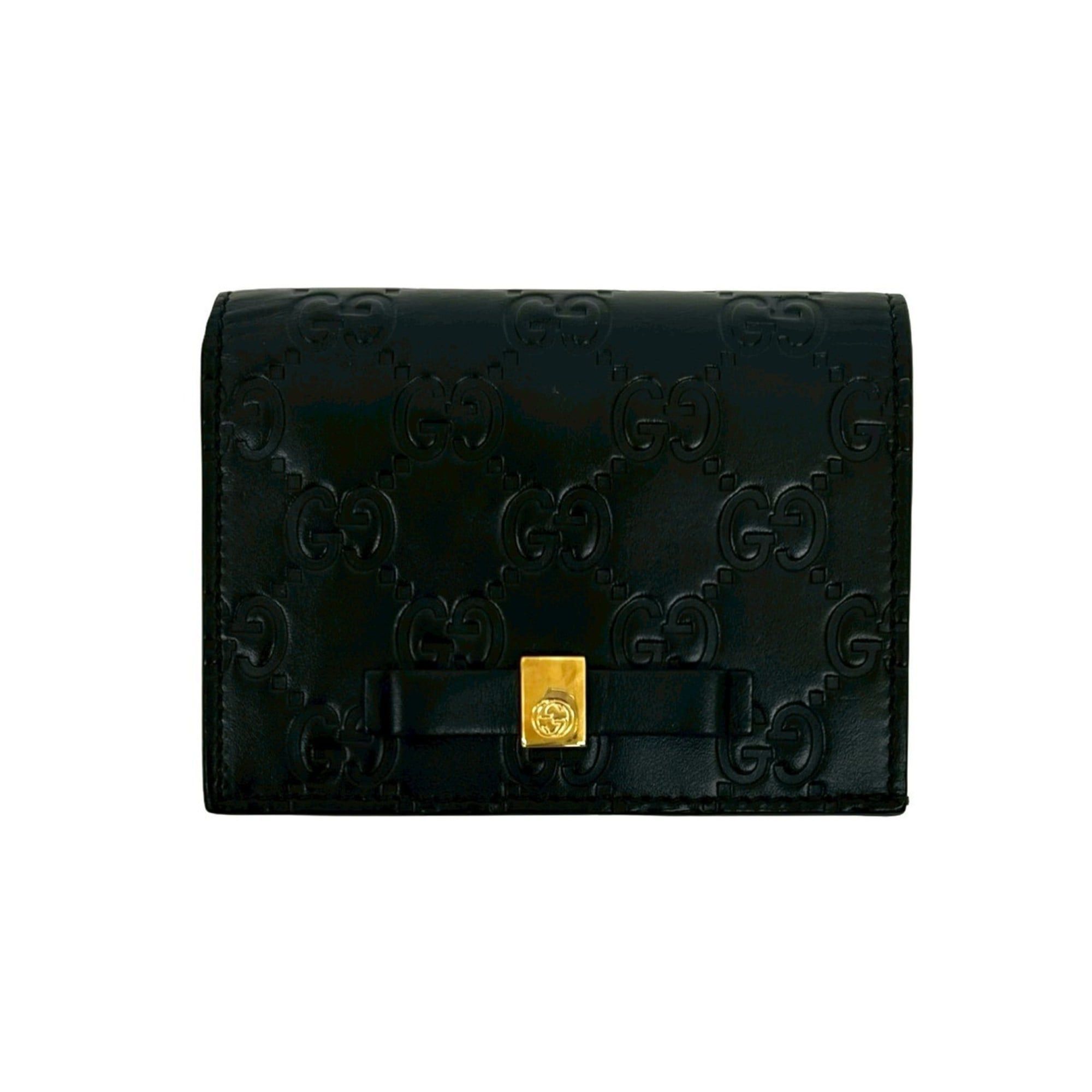 Gucci Gucci Shima GG Ribbon Motif Leather Card Case/Business Holder Mini Black 41863 Size ONE SIZE - 1 Thumbnail