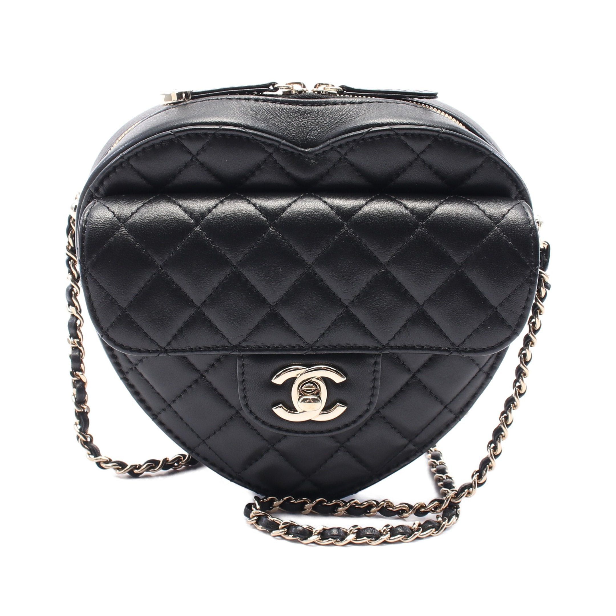 Chanel Chanel Matelasse Heart Chain Shoulder Bag Lambskin Black Gold Hardware Size ONE SIZE - 1 Thumbnail