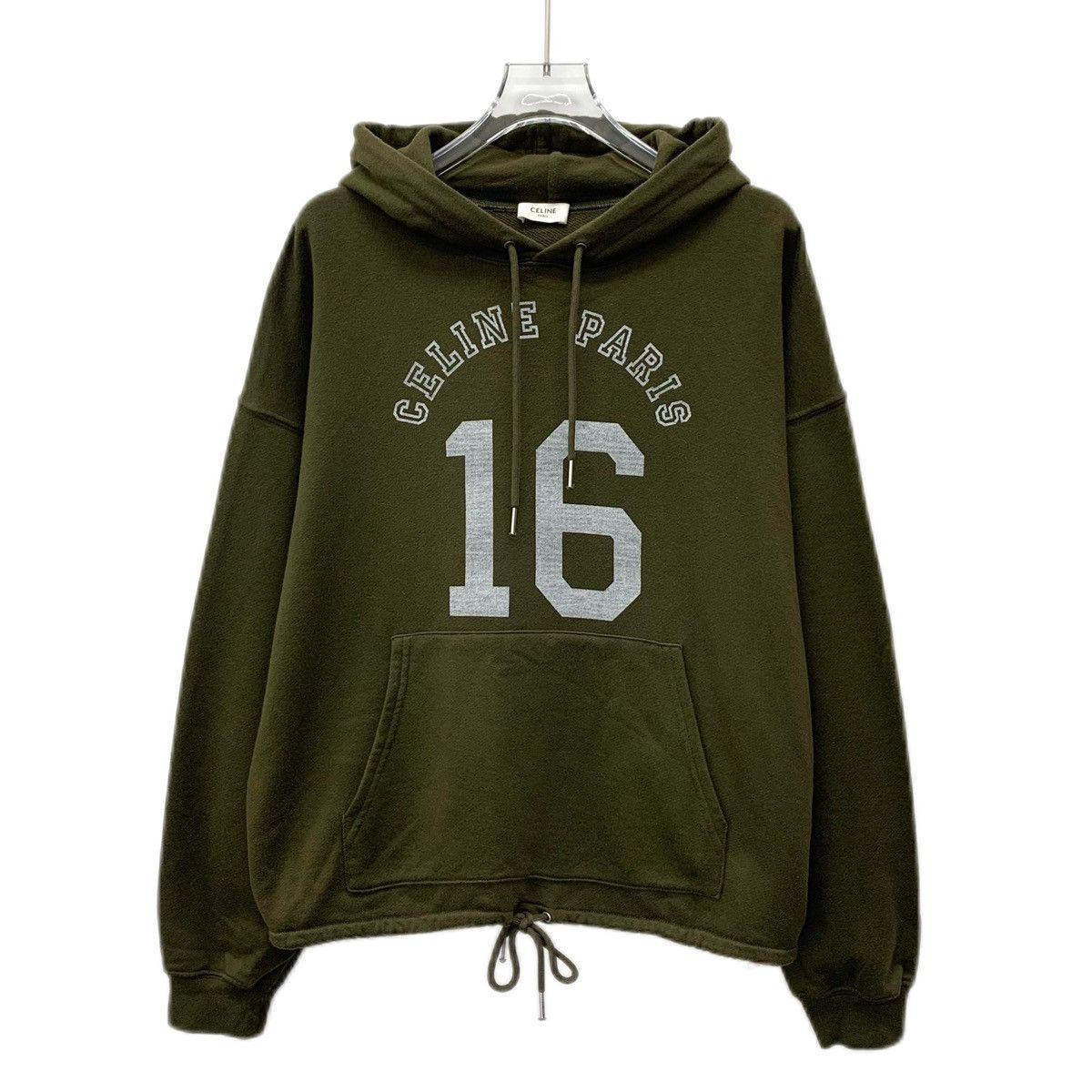 Celine Celine Army Green Logo Printed Hooded Sweatshirt K26WX Size S / US 4 / IT 40 - 1 Thumbnail