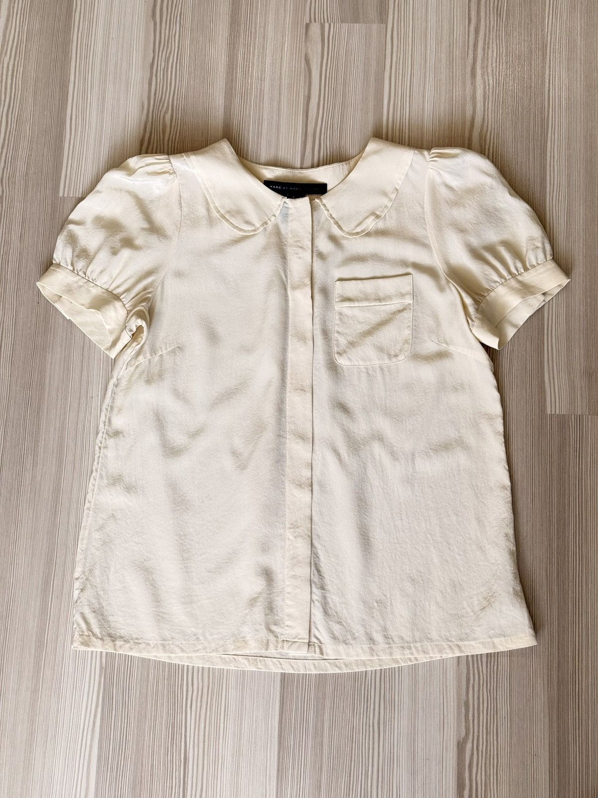 Marc by Marc Jacobs Marc by Marc Jacobs 100% Silk Peter Pan Collar Blouse Cream Size S / US 4 / IT 40 - 2 Thumbnail