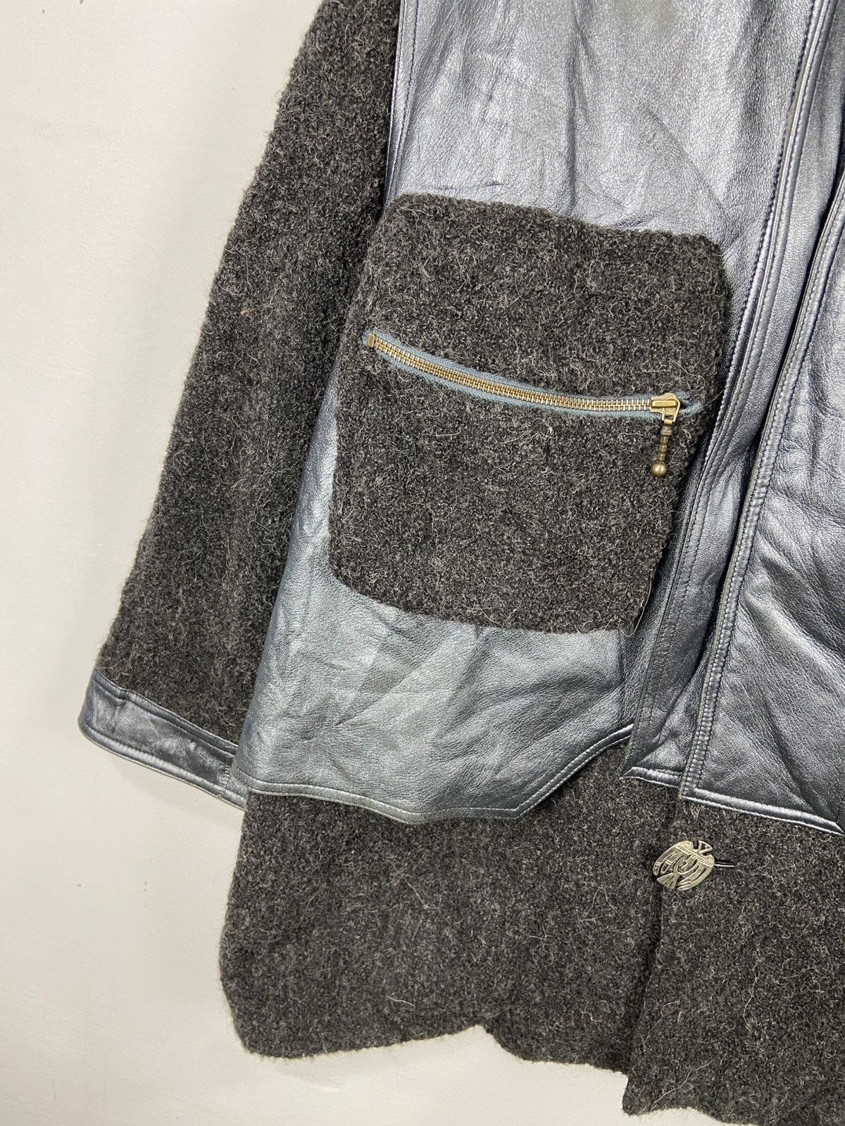 Lancel Vintage Lancel Paris Leather & Wool Hybrid Jacket Size US L / EU 52-54 / 3 - 5 Thumbnail
