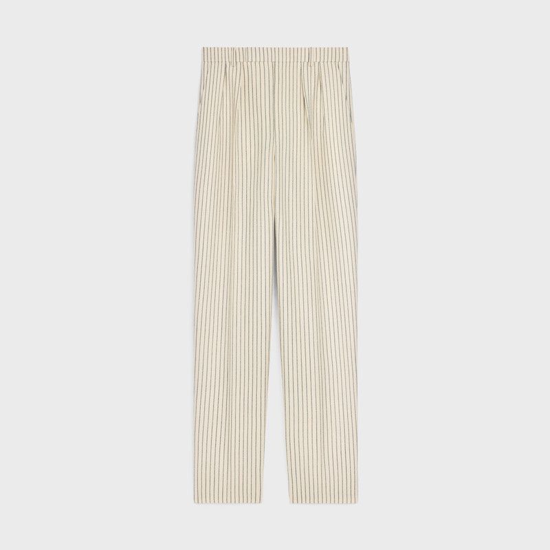 Celine keith pants in striped wool gabardine vanilla/black Size US 38 / EU 54 - 1 Thumbnail