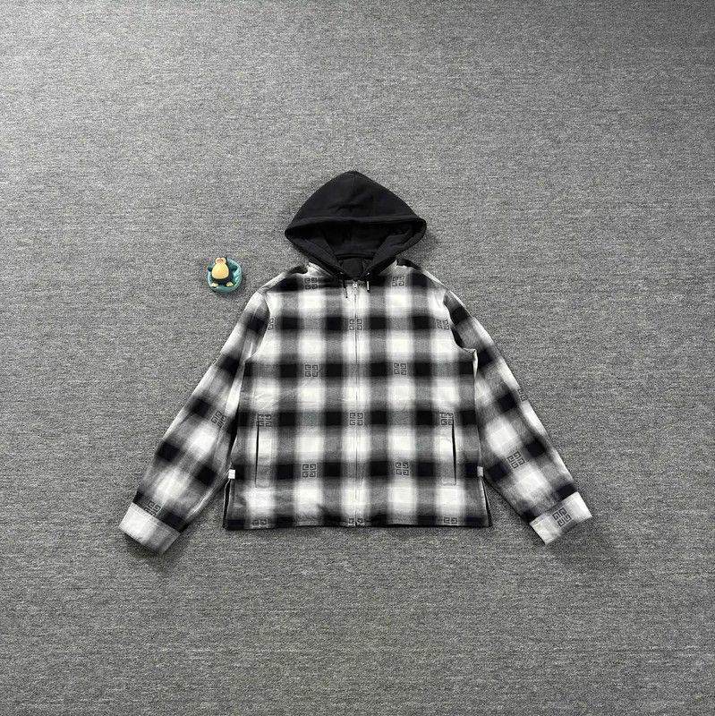 Givenchy Givenchy Black and White Plaid Hooded Jacket 0089 Size US M / EU 48-50 / 2 - 1 Thumbnail