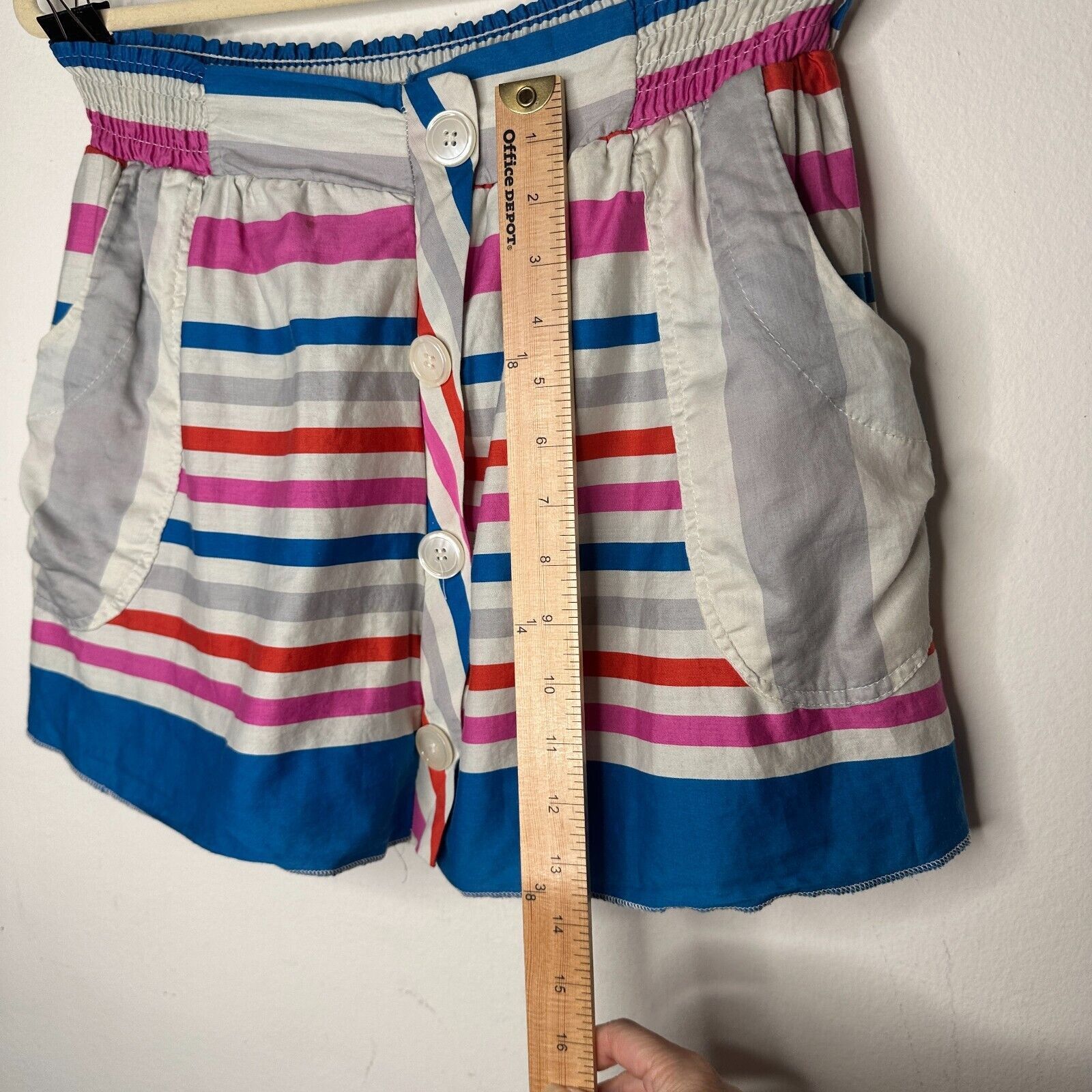 Other Nautical Blue Pink Stripe Button Front Pockets Mini Skirt S Size 27" / US 4 / IT 40 - 9 Thumbnail