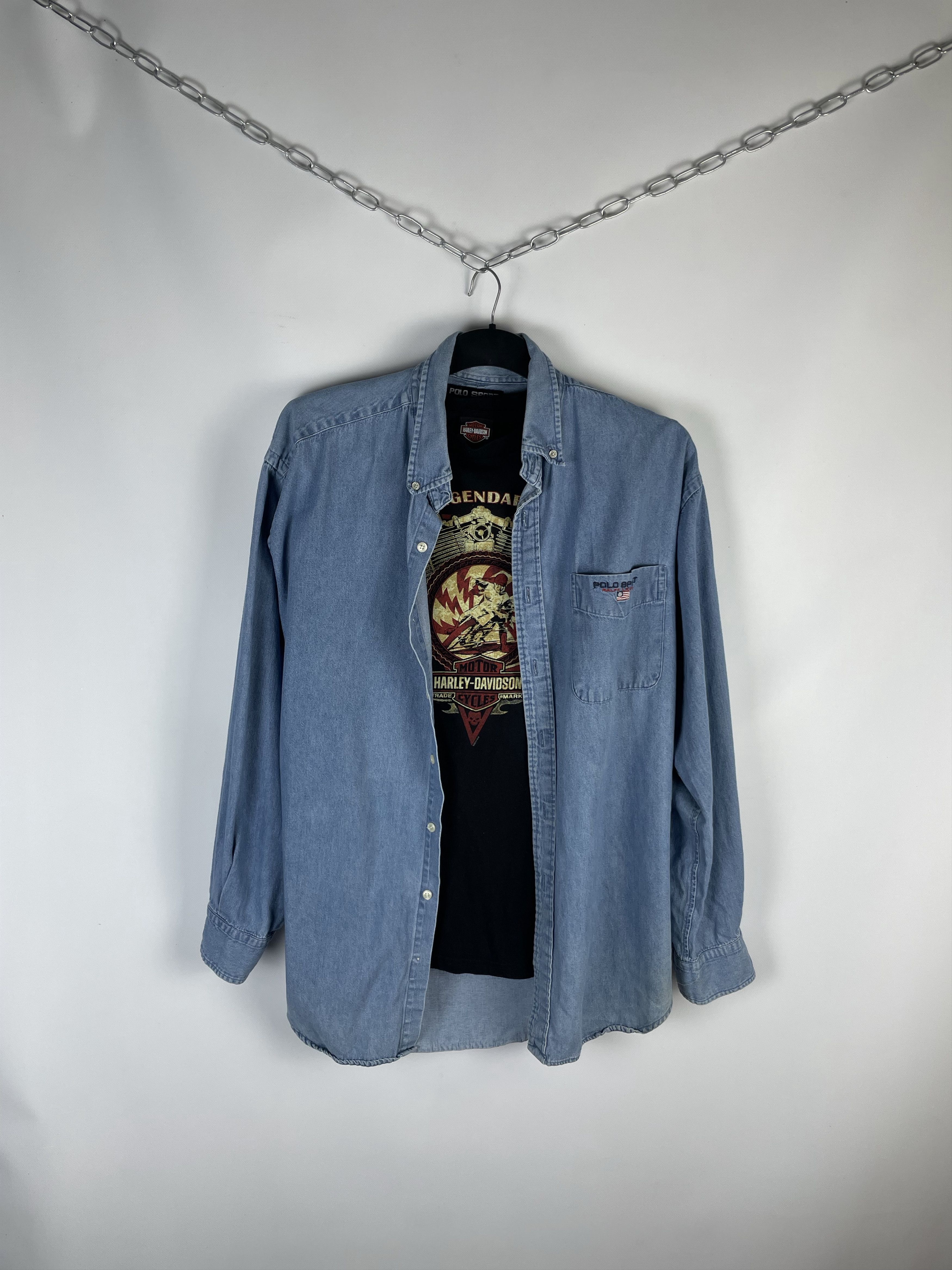 Polo Ralph Lauren Polo Ralph Lauren Vintage Mens Denim Shirt Size US L / EU 52-54 / 3 - 1 Thumbnail