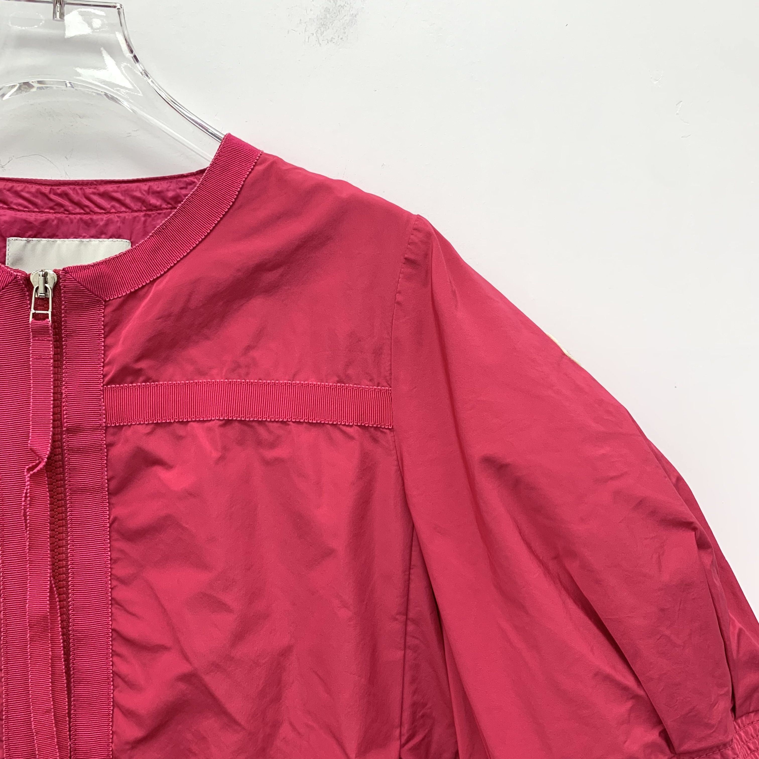 Moncler Moncler Red Ruffle Zip-Up Short Sleeve Jacket (Size S) Size S / US 4 / IT 40 - 7 Thumbnail