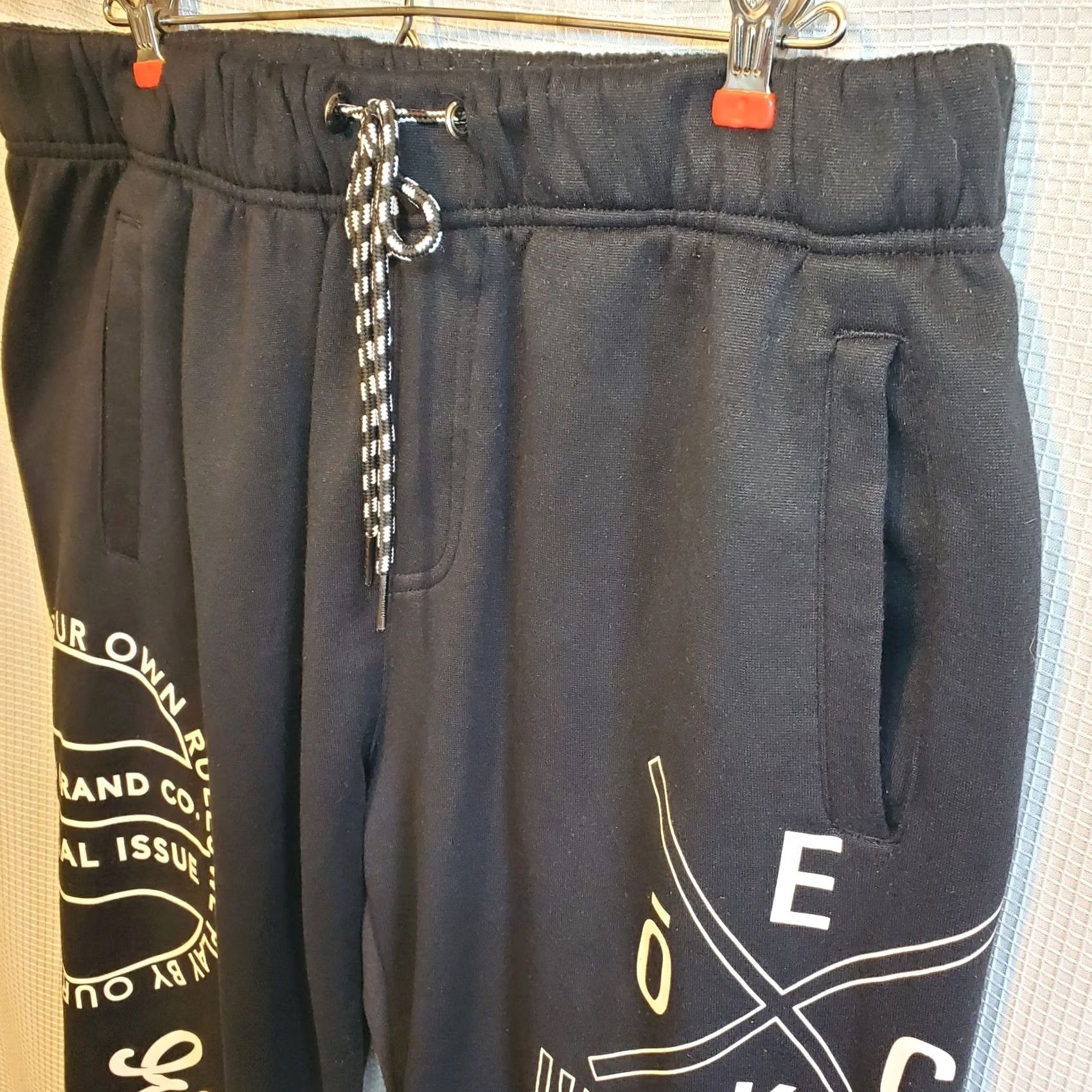 Ecko Unltd. VINTAGE Ecko Unltd Sweatpants Mens XL Regular Black White Solid Wrap Logo Pockets Drawstring Inseam 30" Size US 36 / EU 52 - 4 Thumbnail