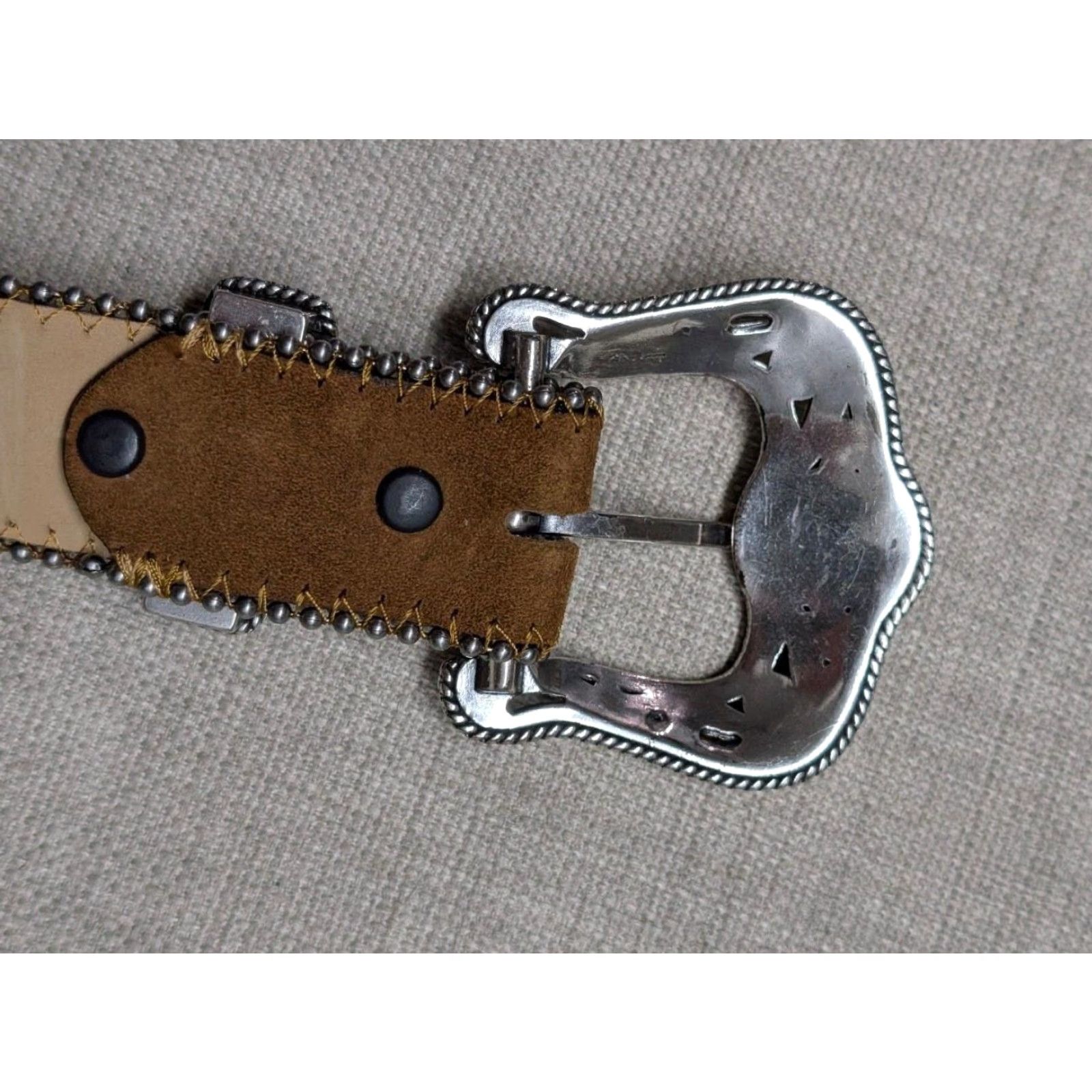 Tony Lama VINTAGE Tony Lama belt Western Unisex Adults 1-1/2" leather brown 32 Cowboy Studded buckle belt 90s Western Size 32 - 5 Thumbnail
